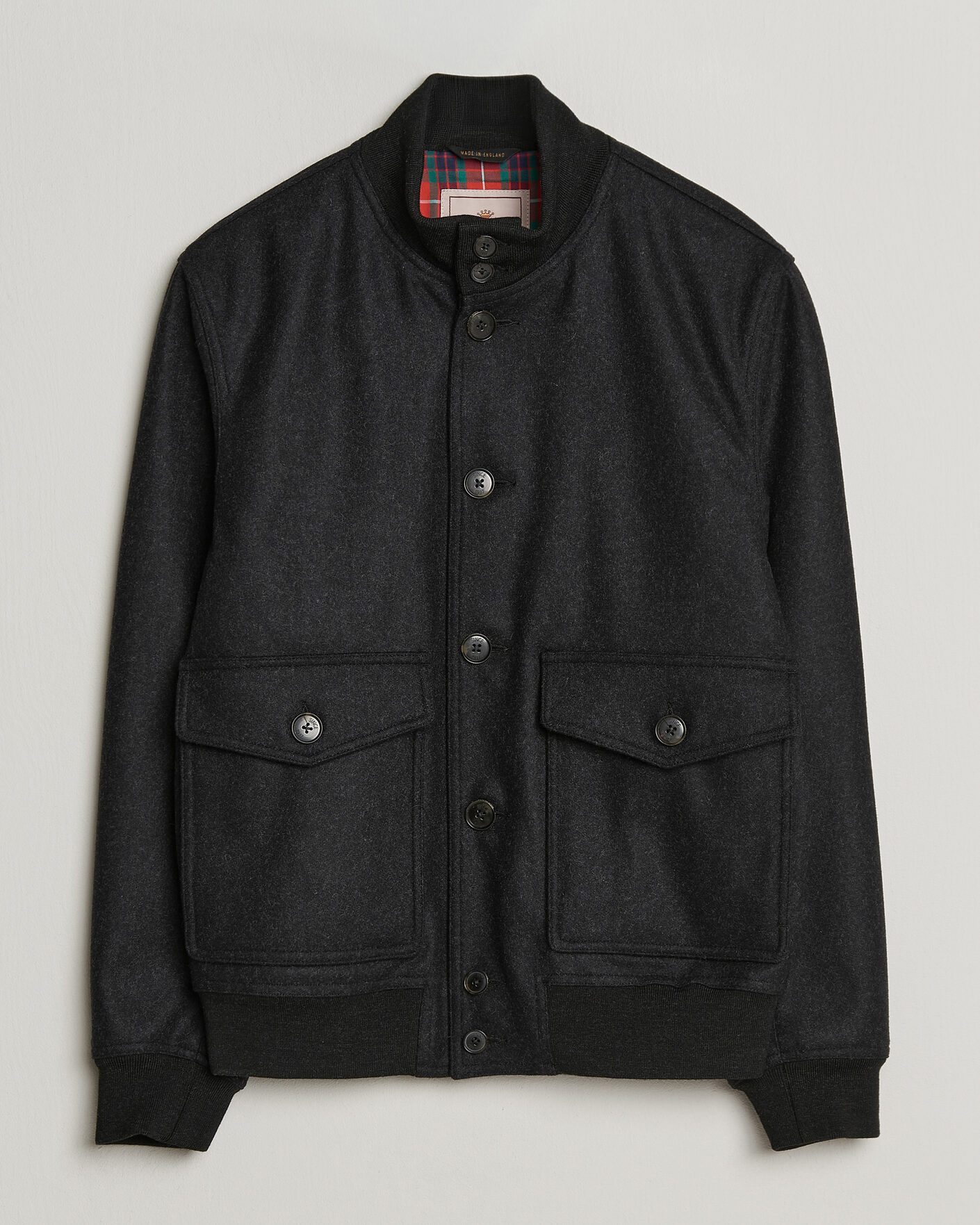Men | Coats & Jackets | Baracuta | Melton Wool Blouson Jacket Charcoal
