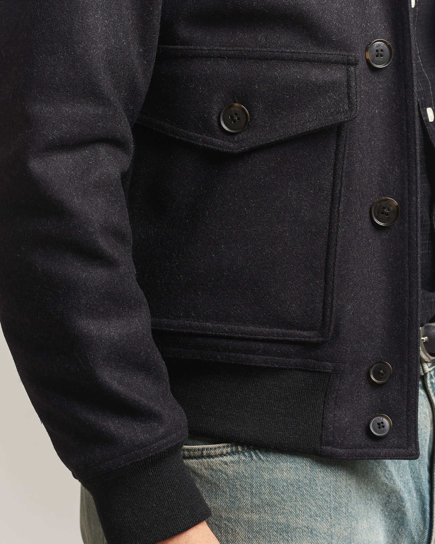 Men | Coats & Jackets | Baracuta | Melton Wool Blouson Jacket Charcoal