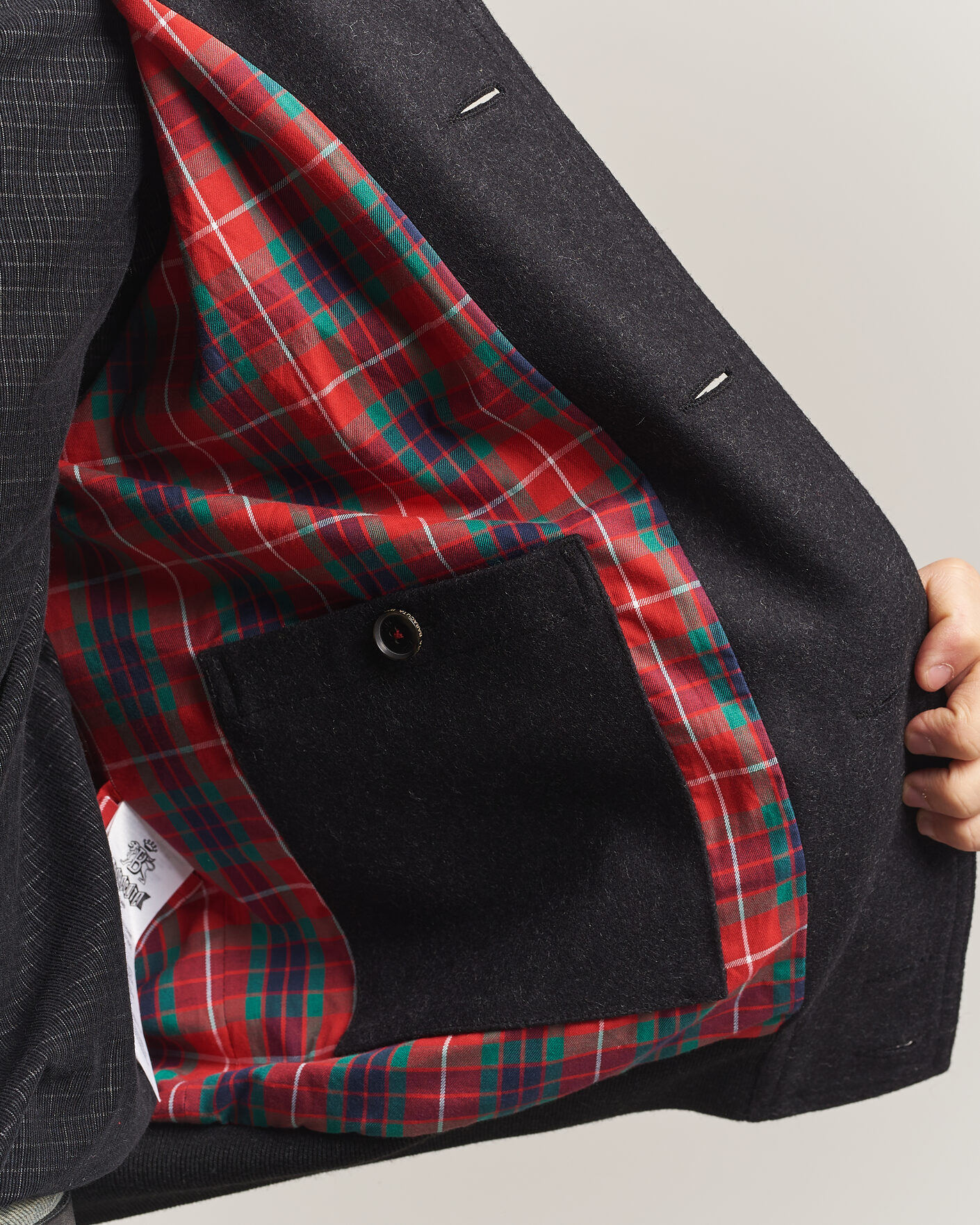 Men | Coats & Jackets | Baracuta | Melton Wool Blouson Jacket Charcoal
