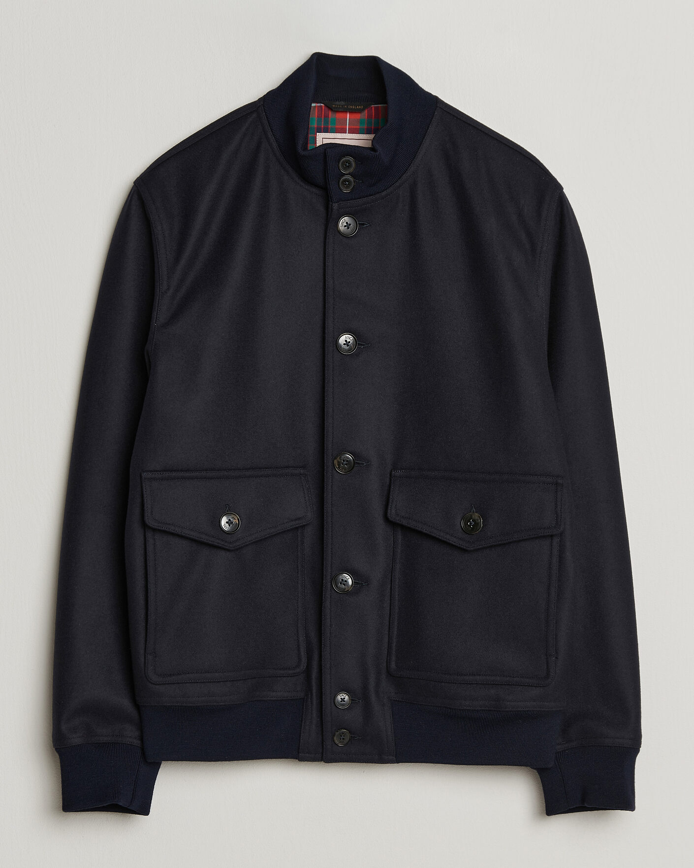 Men | Coats & Jackets | Baracuta | Melton Wool Blouson Jacket Deep Blue