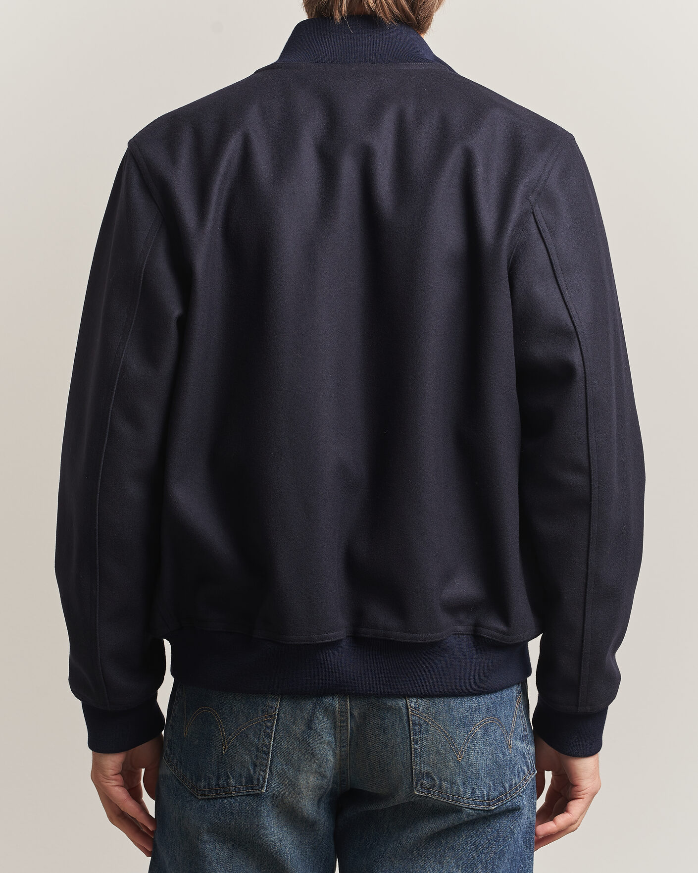 Men | Coats & Jackets | Baracuta | Melton Wool Blouson Jacket Deep Blue