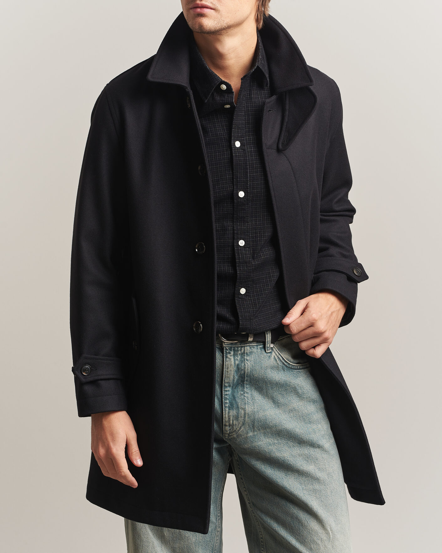 Men | Coats & Jackets | Baracuta | G10 Melton Wool Coat Black