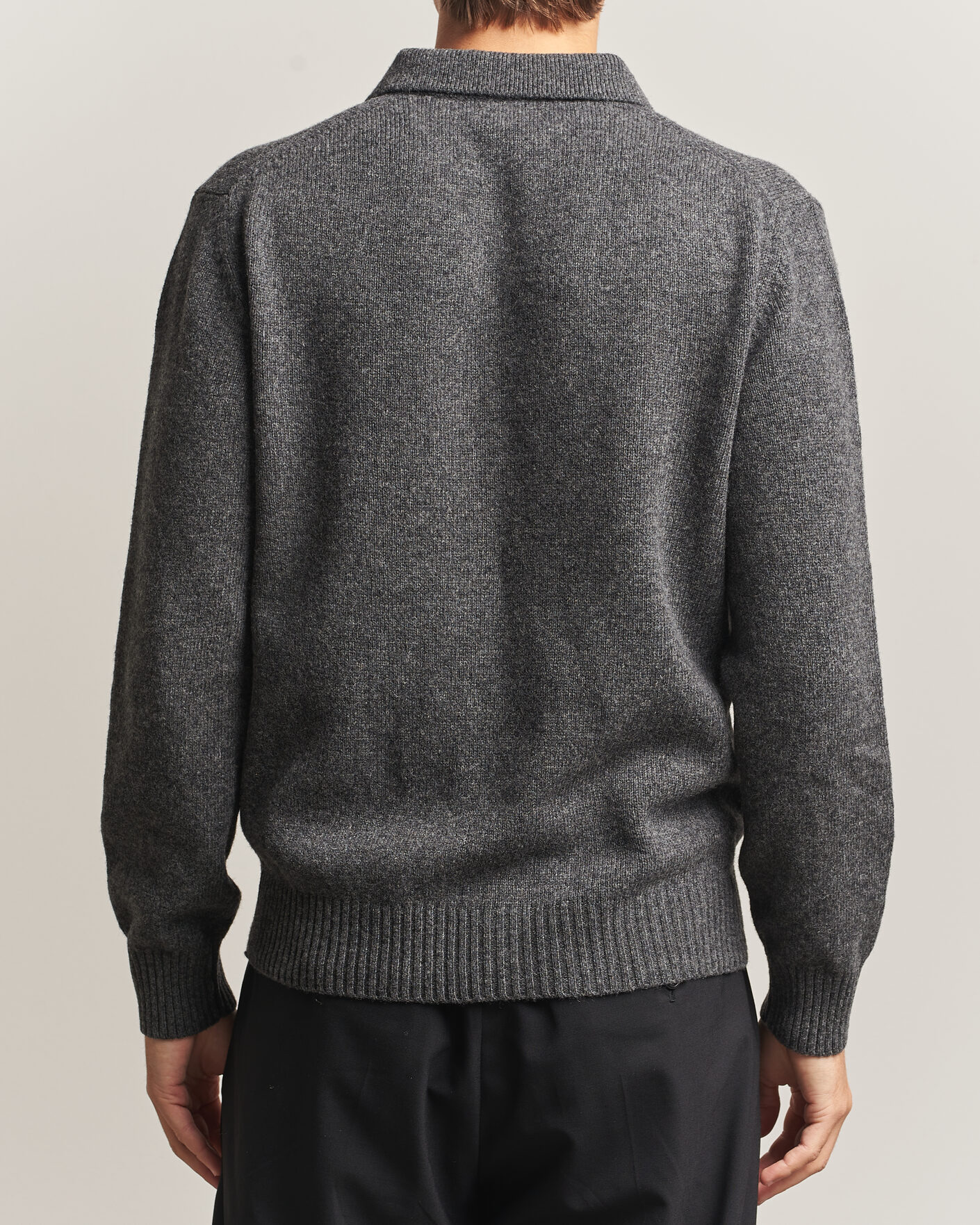 Men | Sweaters & Knitwear | Baracuta | Shetland Polo Mid Grey