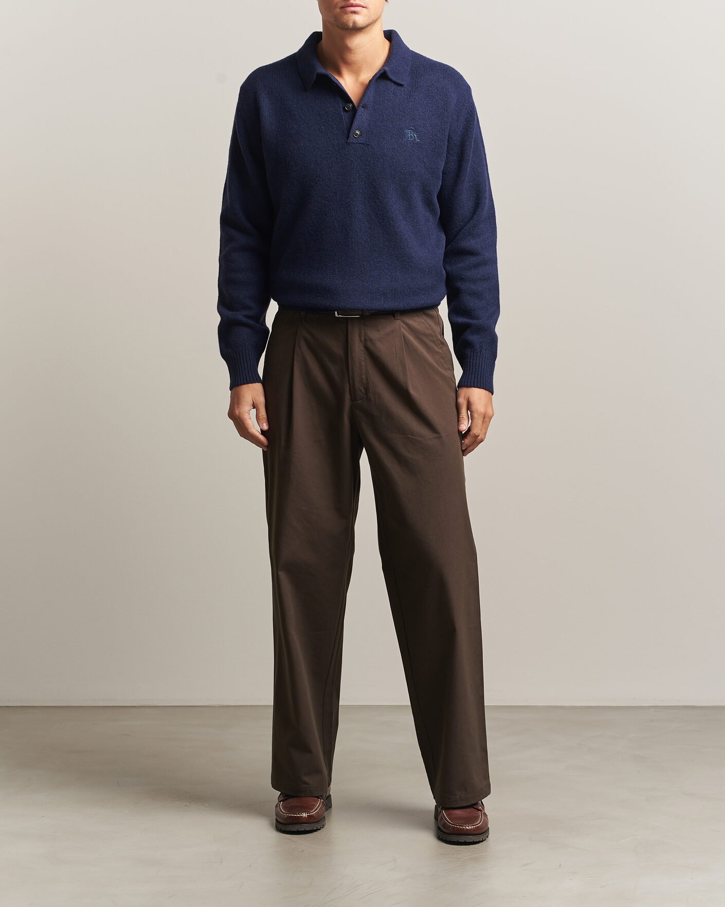 Men | Sweaters & Knitwear | Baracuta | Shetland Polo Navy