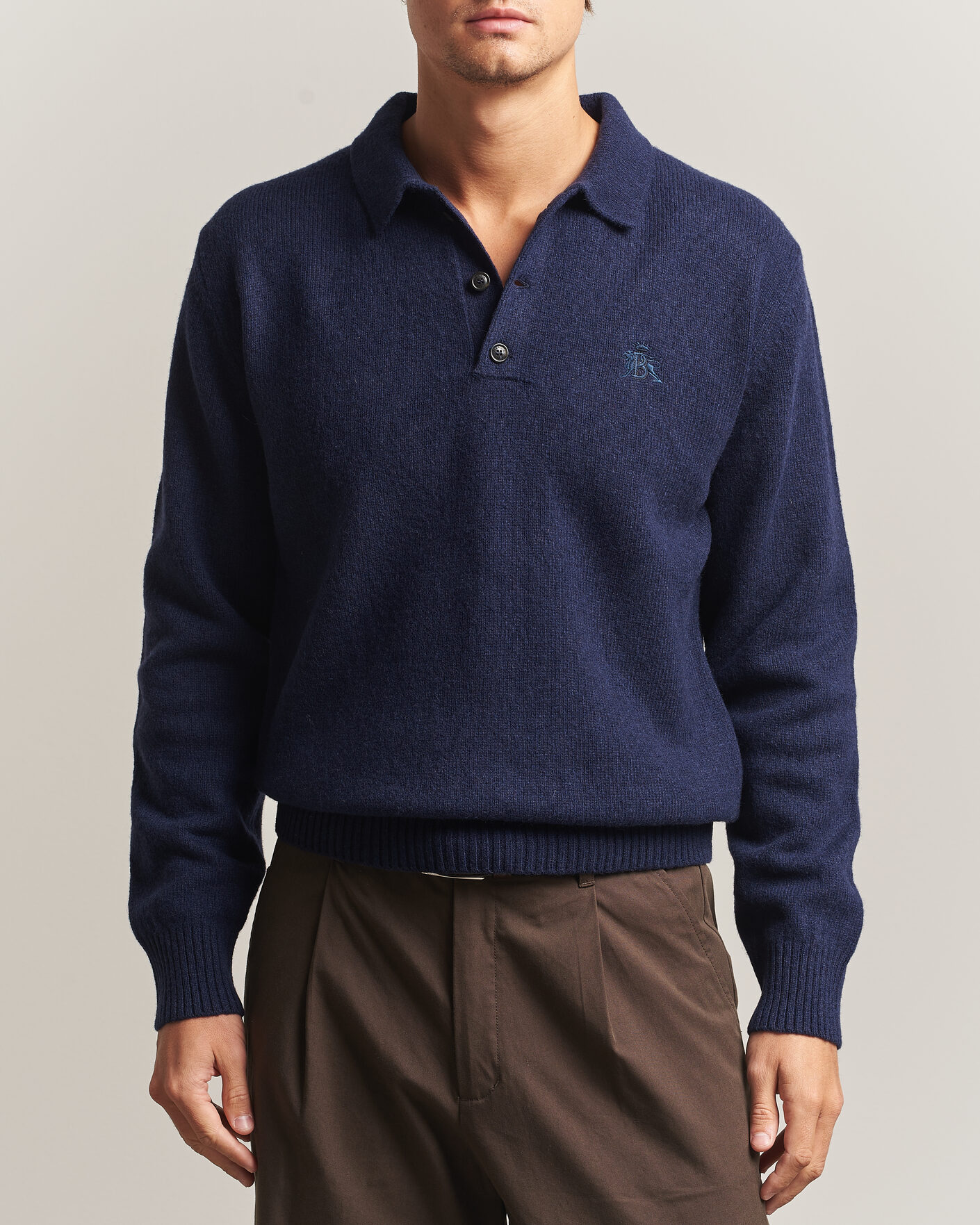 Men | Sweaters & Knitwear | Baracuta | Shetland Polo Navy