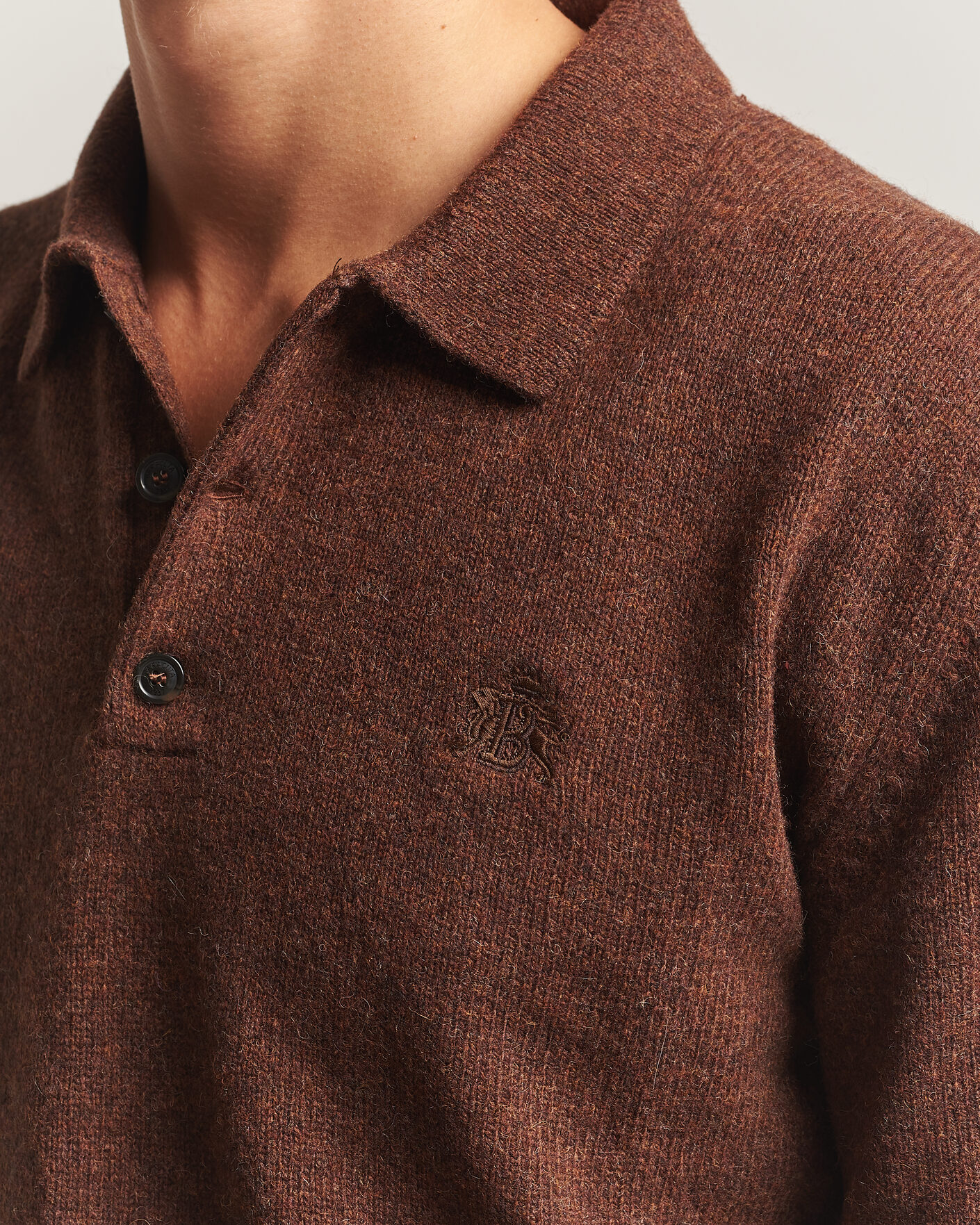 Men | Sweaters & Knitwear | Baracuta | Shetland Polo Slate Black