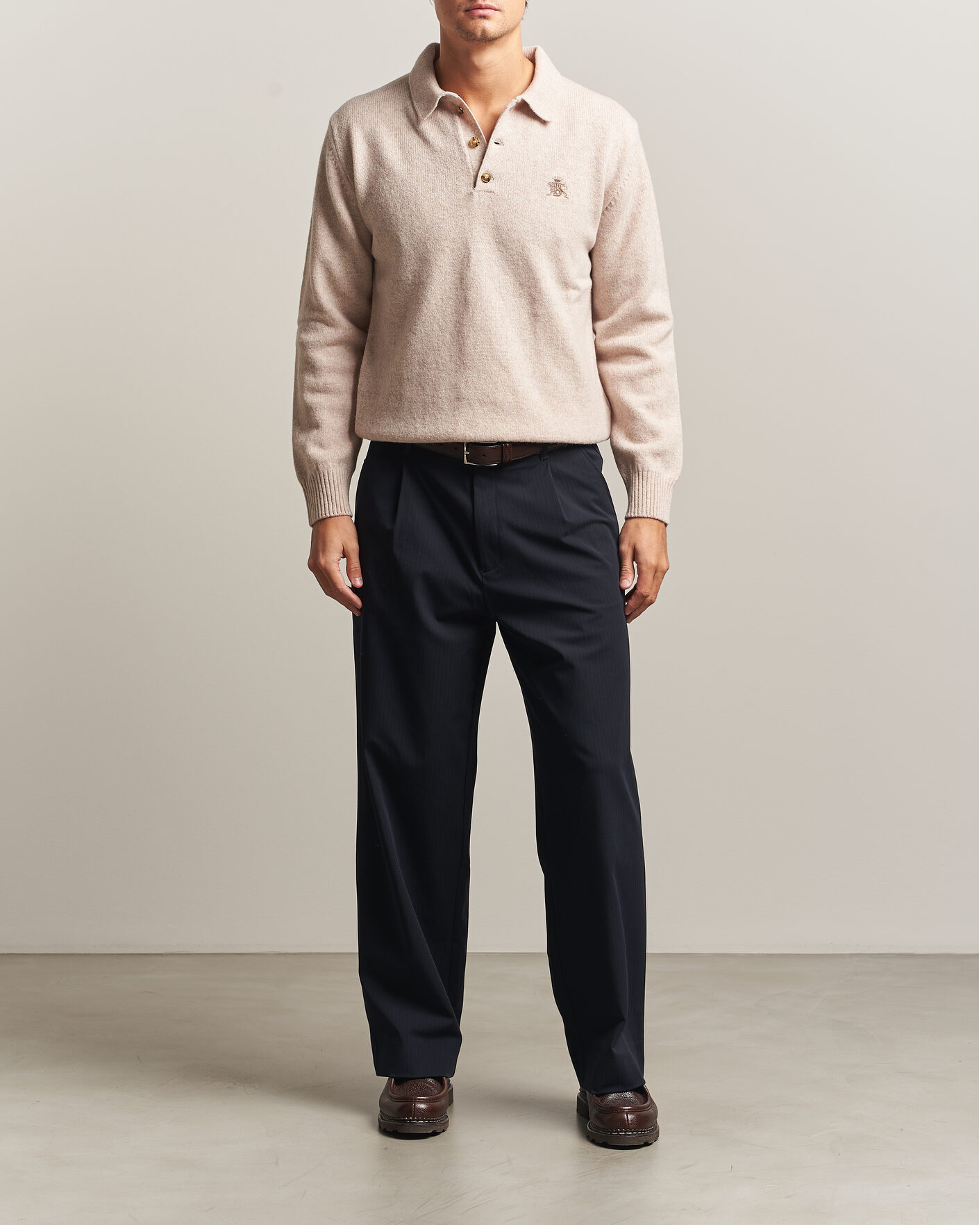 Men | Sweaters & Knitwear | Baracuta | Shetland Polo Antique White