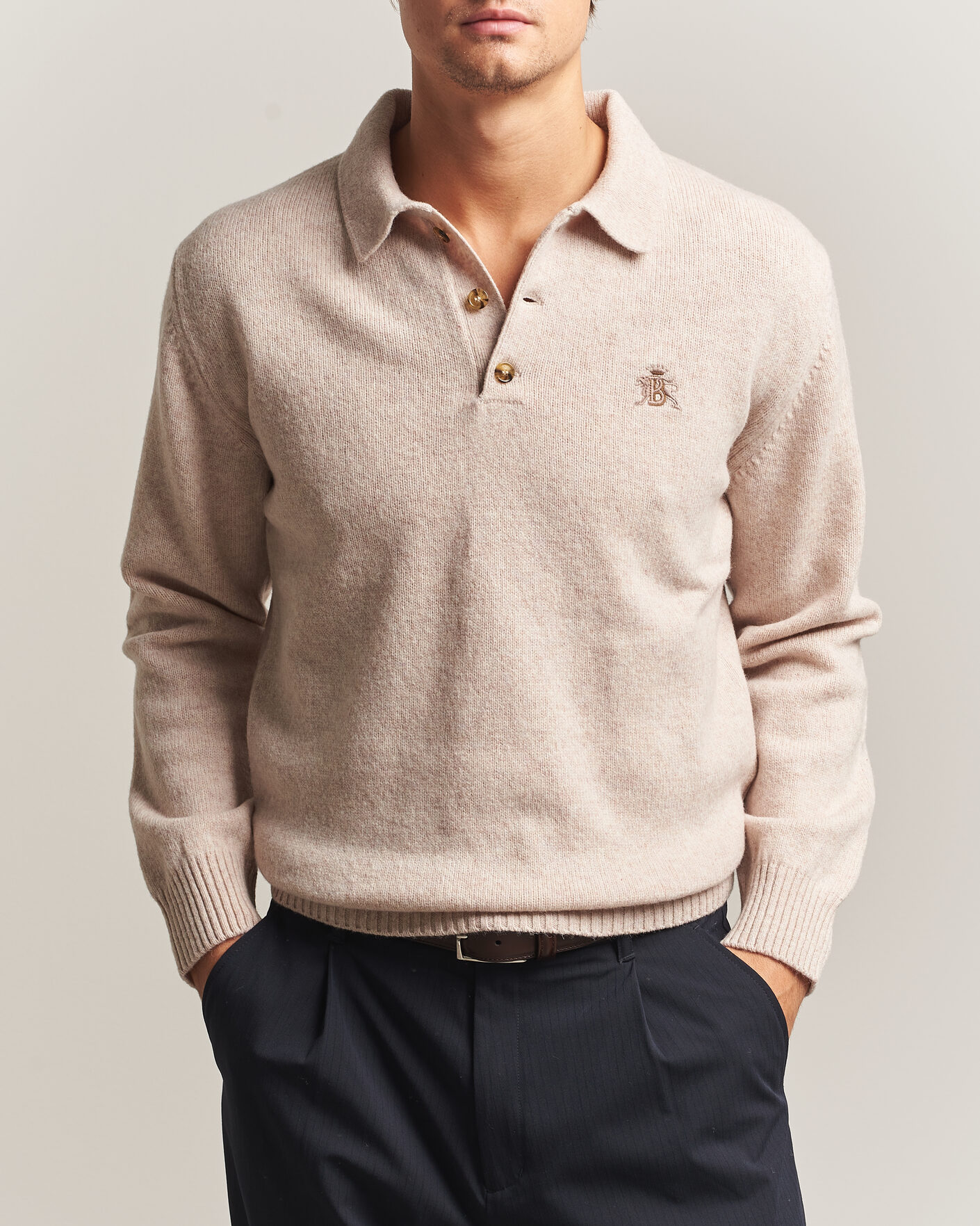 Men | Sweaters & Knitwear | Baracuta | Shetland Polo Antique White
