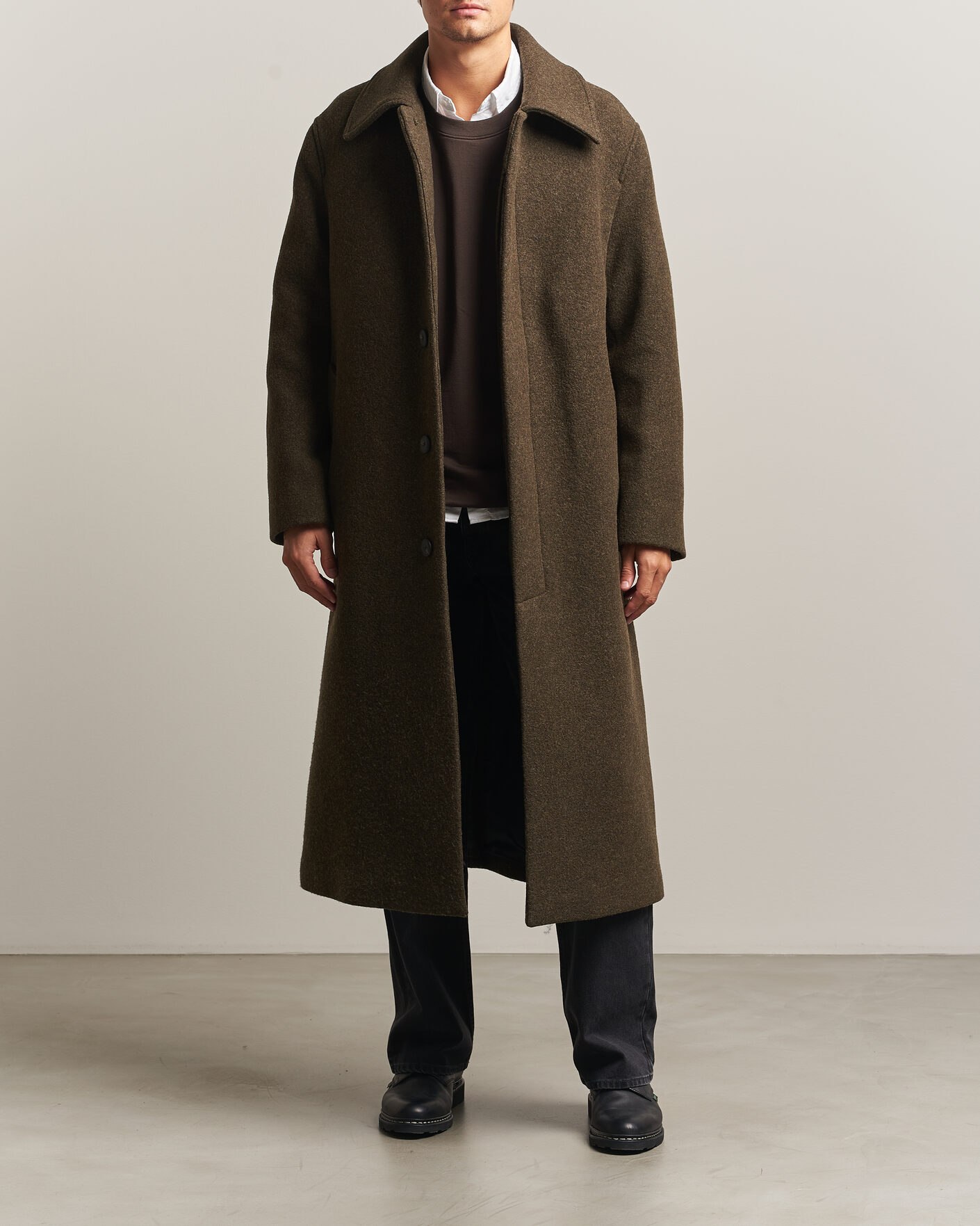 Men | Coats & Jackets | Sunflower | Wool Blend Winter Coat Green Moss