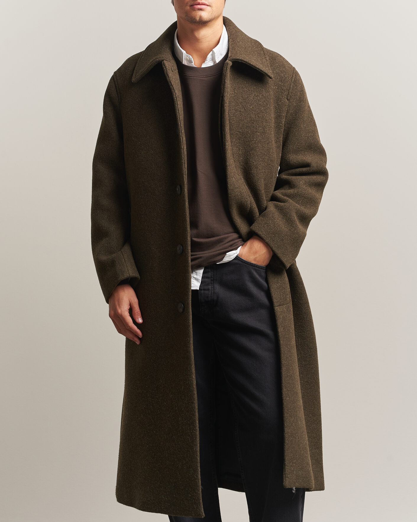 Sunflower Wool Blend Winter Coat Green Moss at CareOfCarl.com