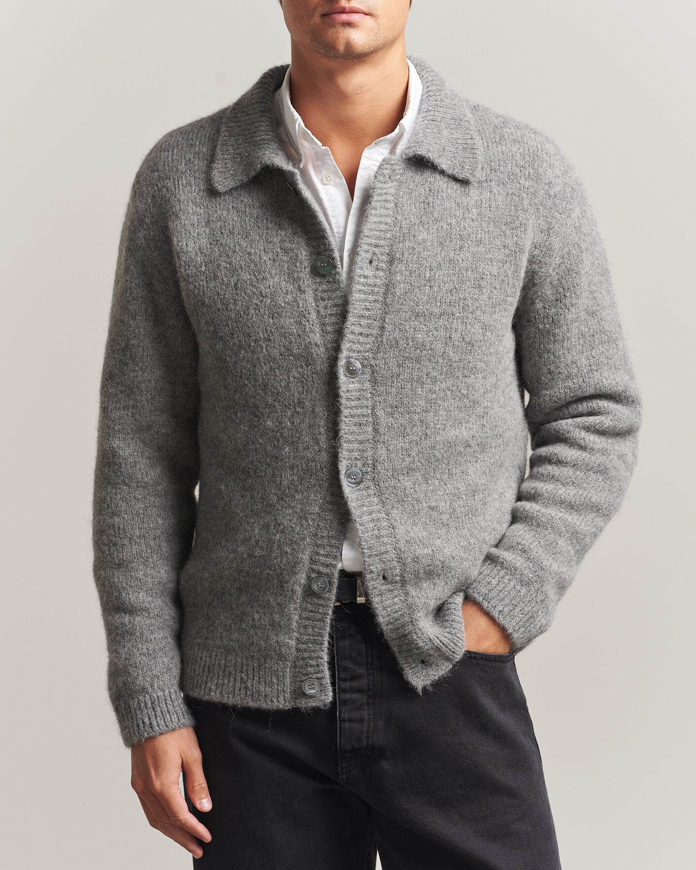 Men | Sweaters & Knitwear | Sunflower | Alpacka Cardigan Grey Melange
