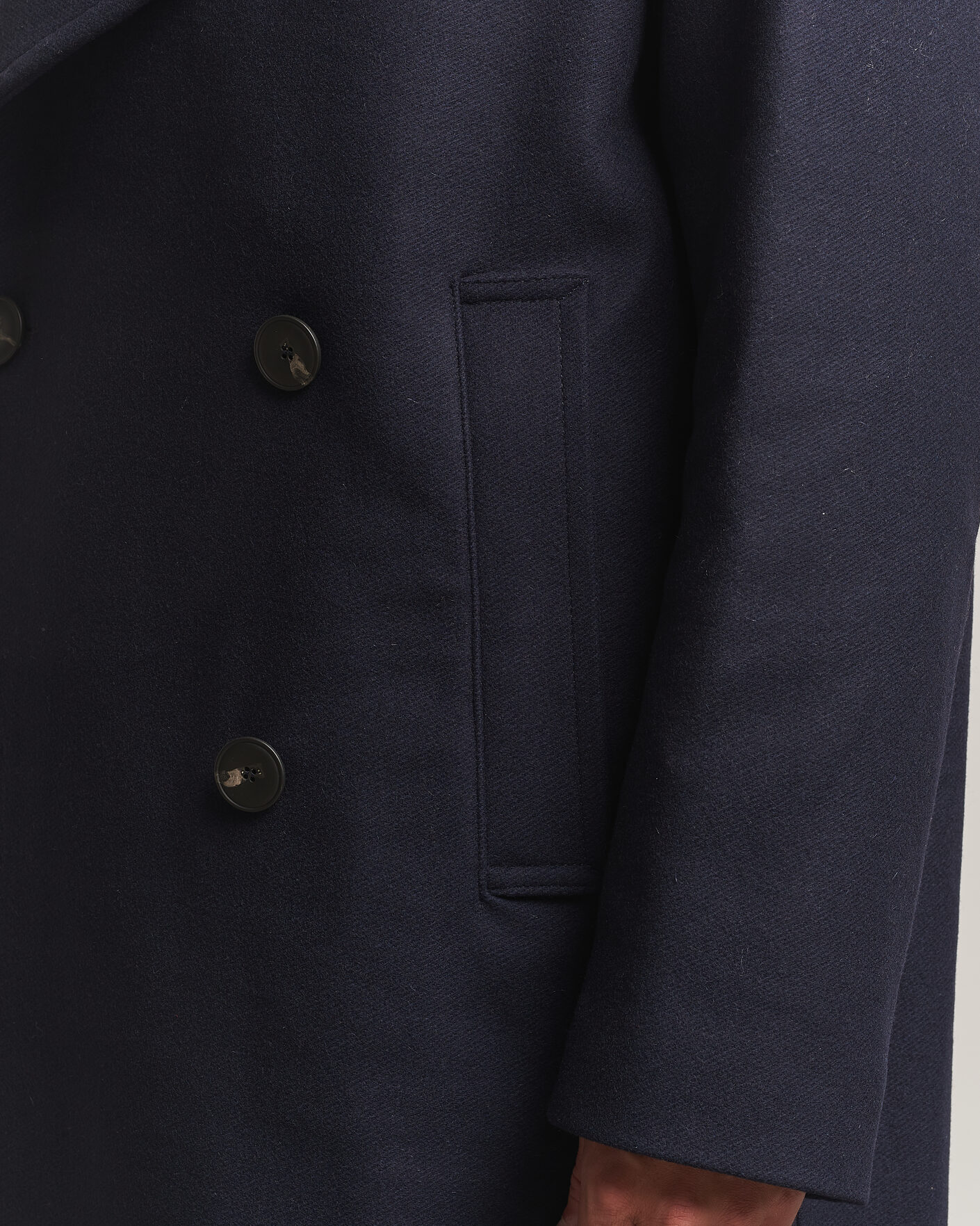 Men | Coats & Jackets | Sunflower | Double Breasted Wool Blend Coat Navy