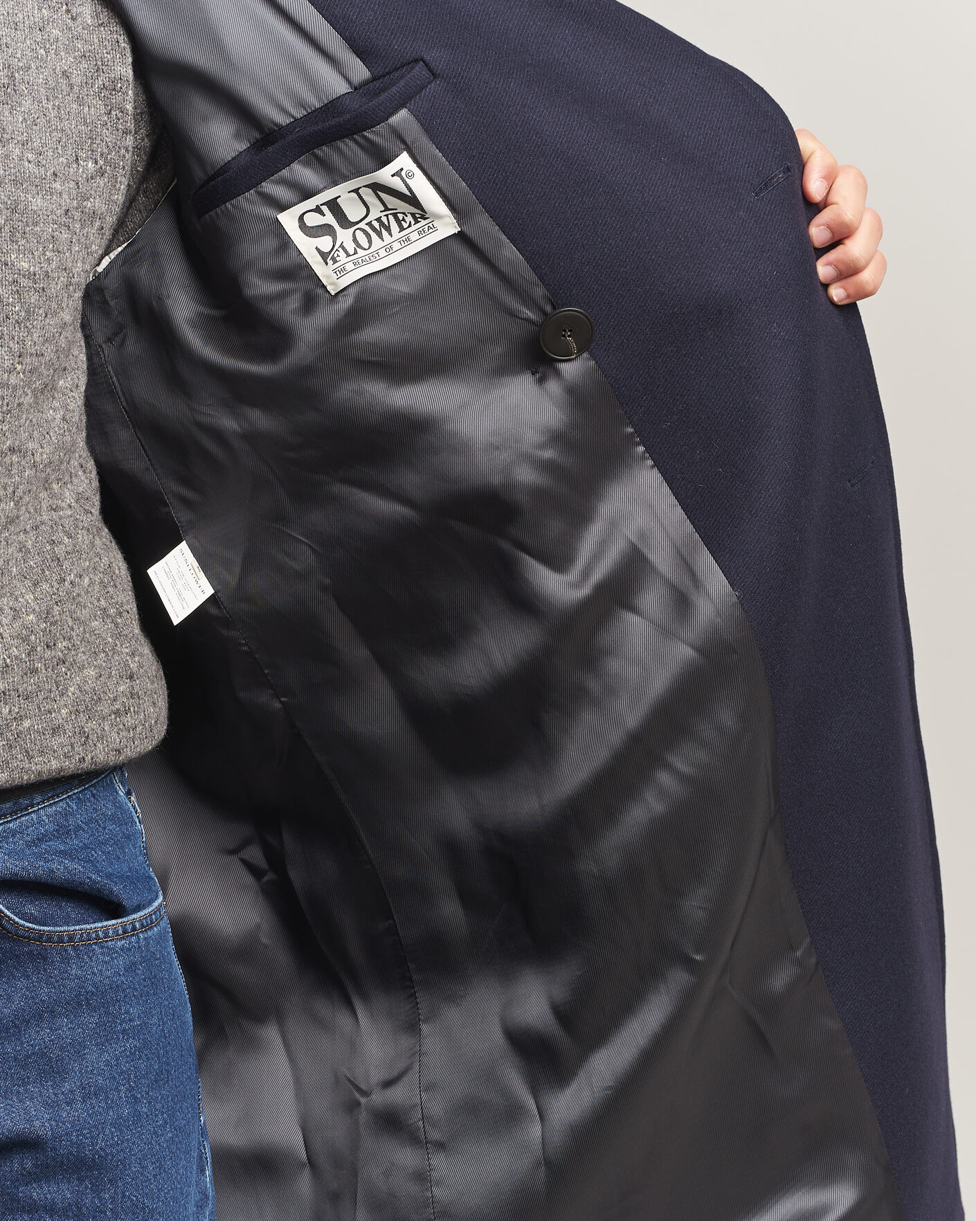 Men | Coats & Jackets | Sunflower | Double Breasted Wool Blend Coat Navy