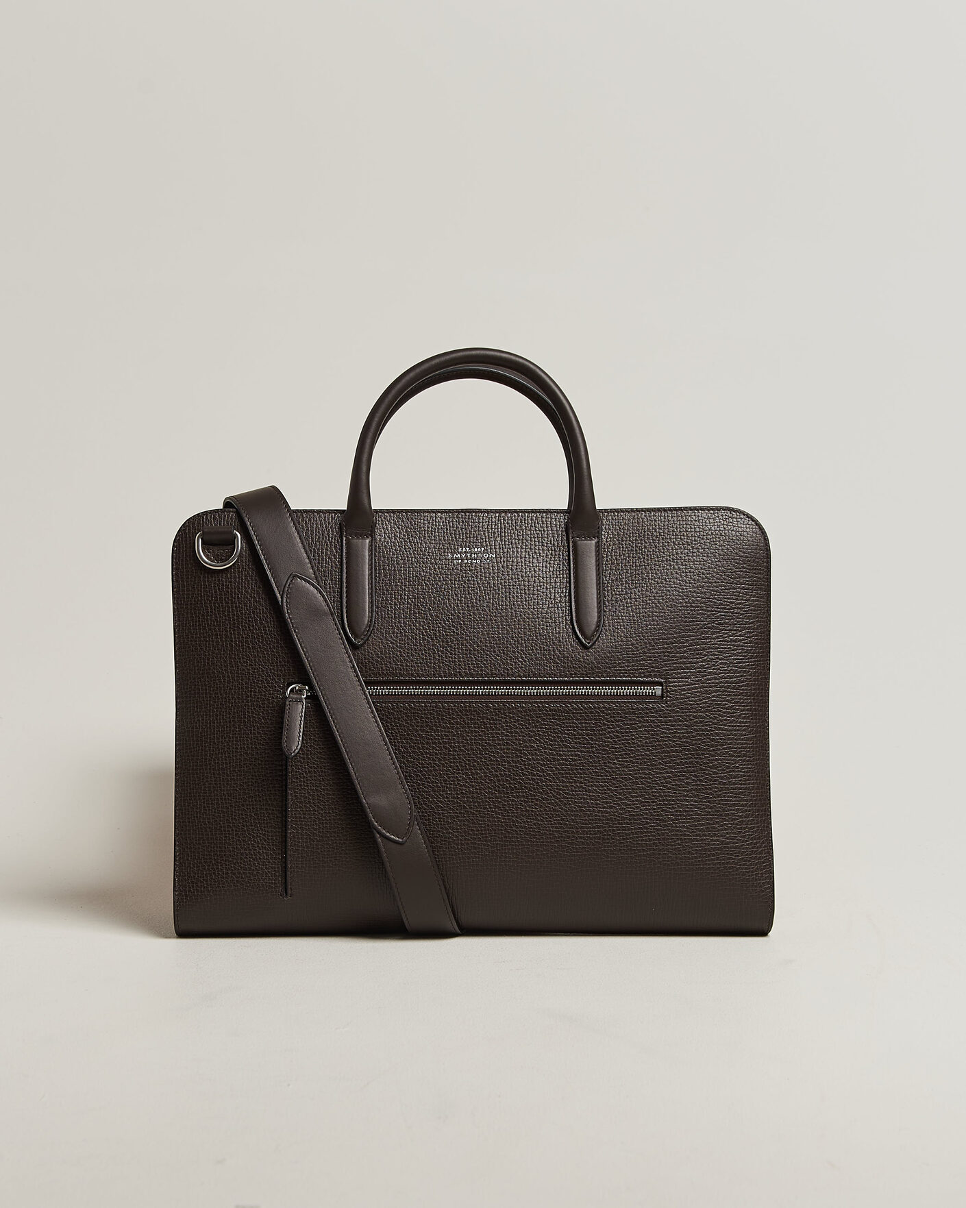 Men | Bags | Smythson | Ludlow Ultra Slim Briefcase With Zip Front Dark Brown