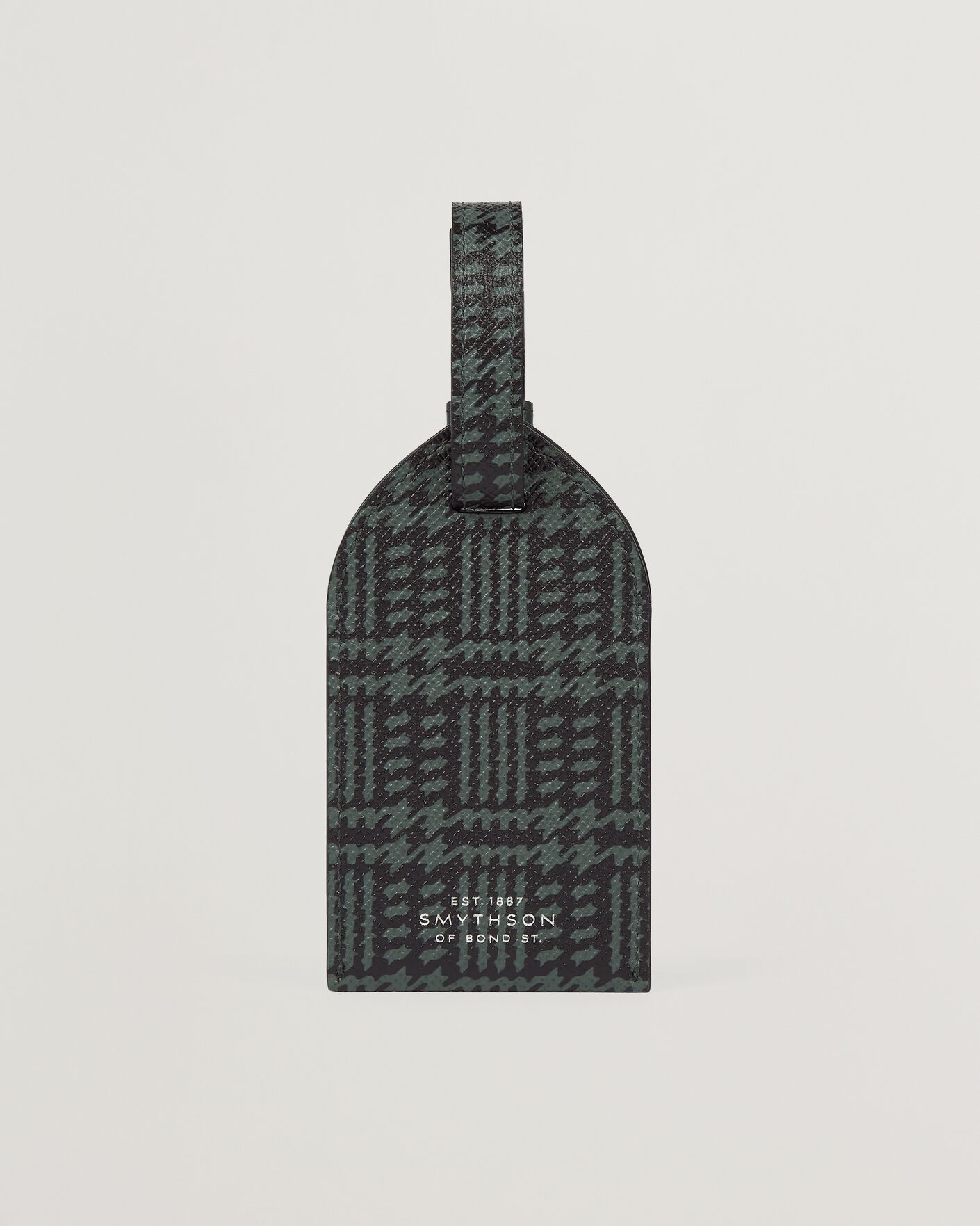 Men | Home | Smythson | Panama Tweed Luggage Tag Slate Green