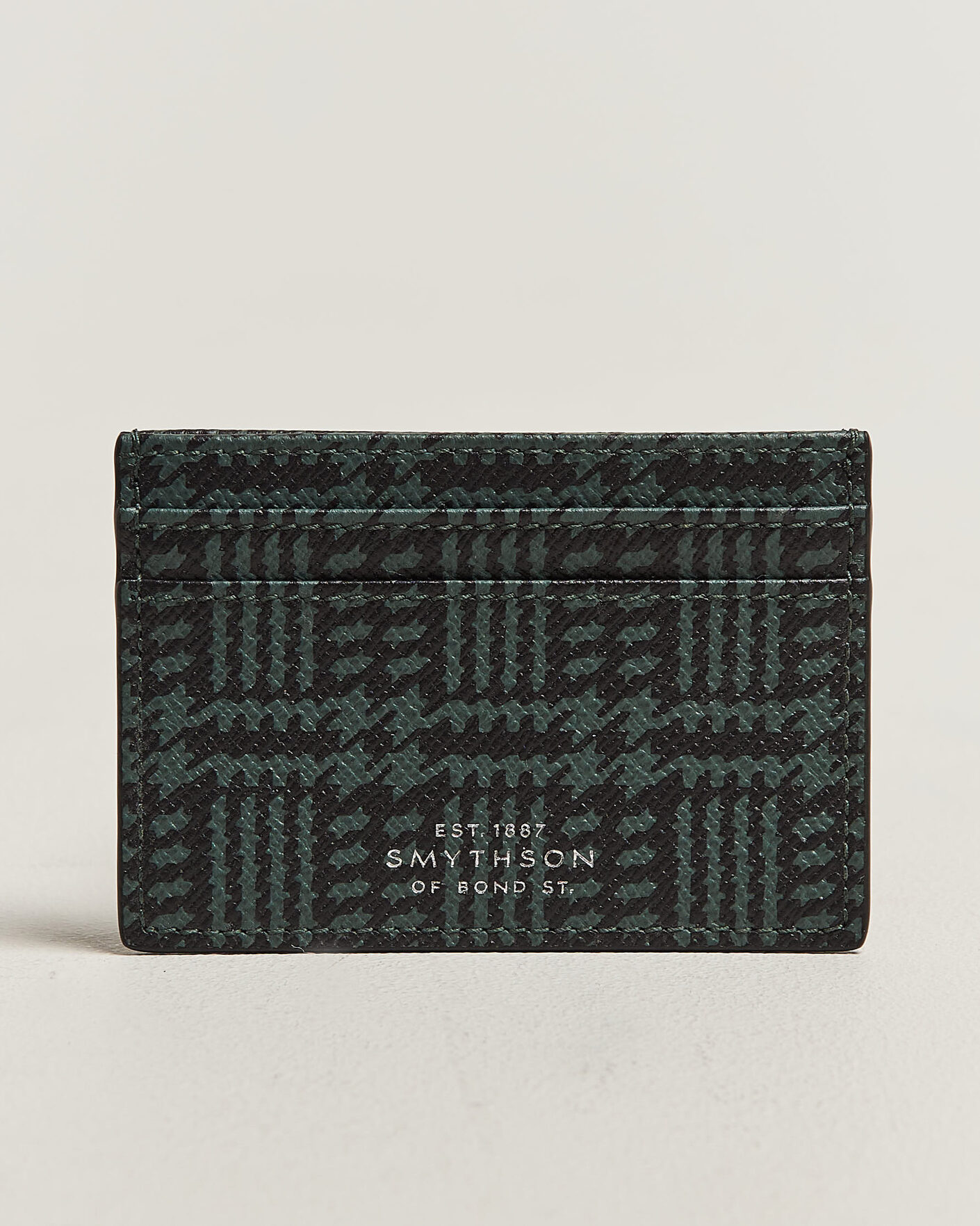 Men | Wallets | Smythson | Panama Tweed Flat Cardholder Slate Green