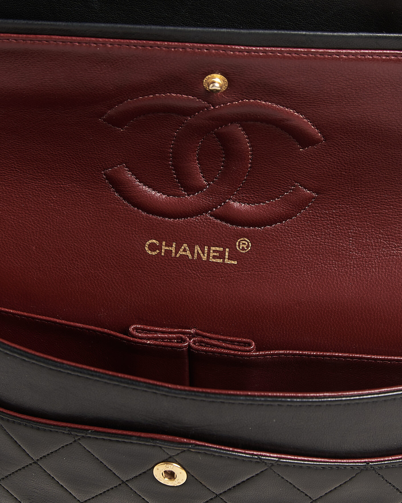 Men | Chanel Pre-Owned Classic Medium Double Flap Bag Lambskin Black | Chanel Pre-Owned | Classic Medium Double Flap Bag Lambskin Black
