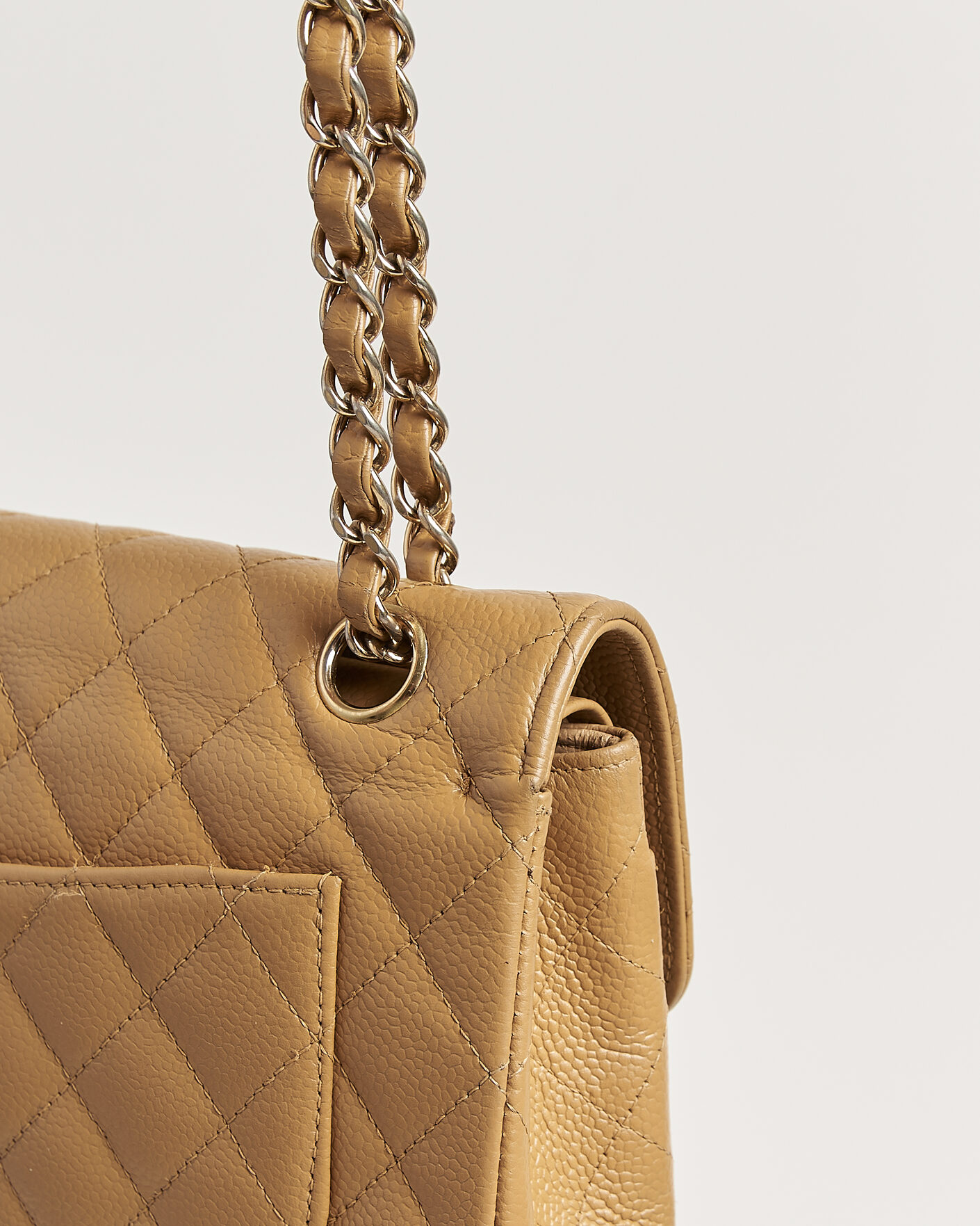 Men | Pre-Owned & Vintage Bags | Chanel Pre-Owned | Classic Small Double Flap Bag Caviar Leather Beige