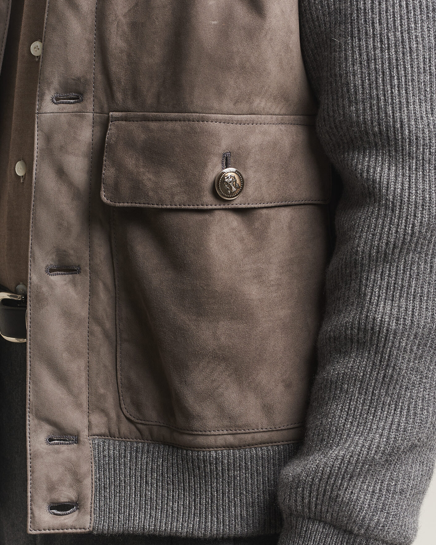 Men | Coats & Jackets | Brunello Cucinelli | Cashmere/Suede Down Jacket Grey Melange