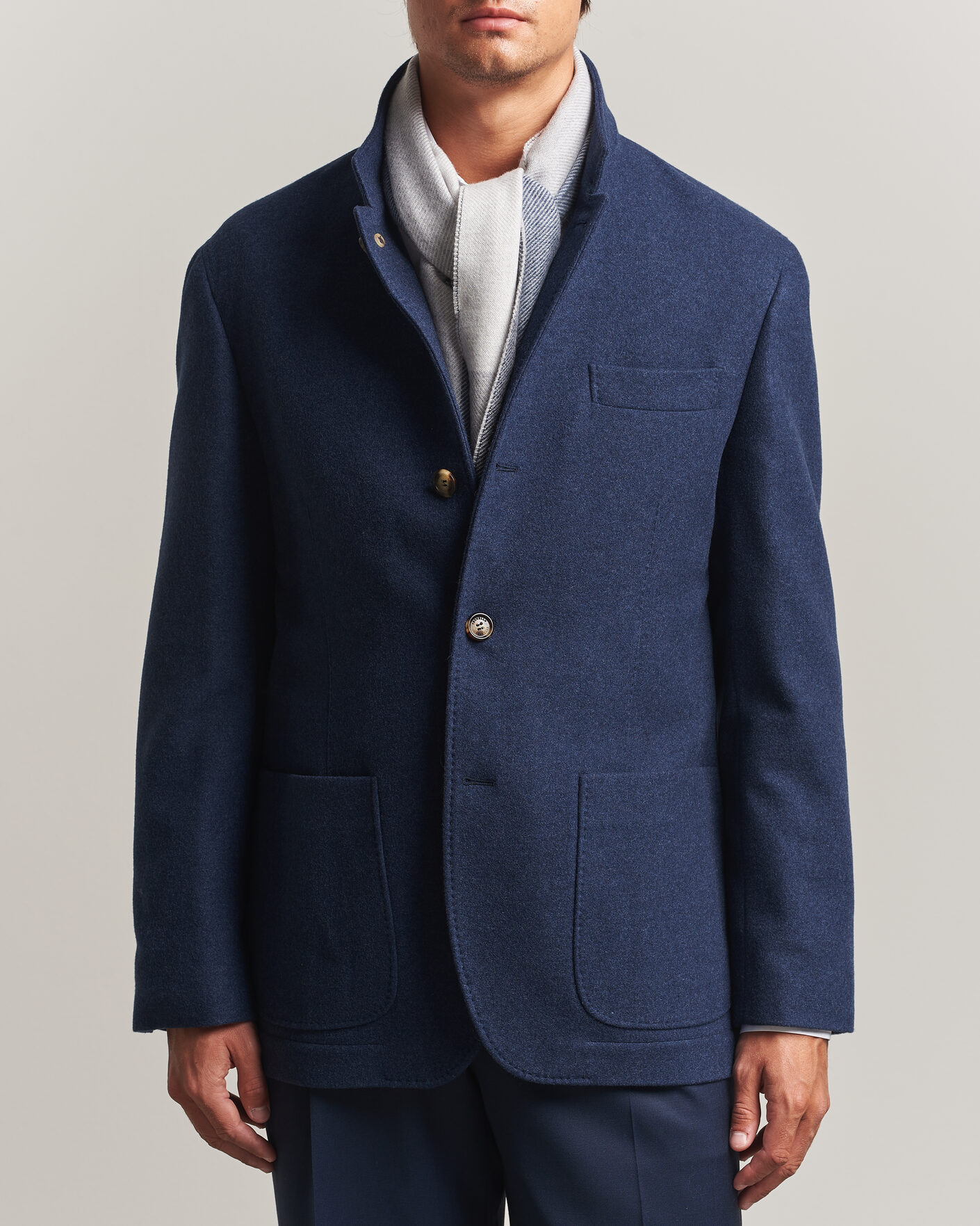 BRUNELLO CUCINELLI ウールカシミヤ　ネイビー46 Brunello Cucinelli Cashmere City Jacket Navy at CareOfCarl.com