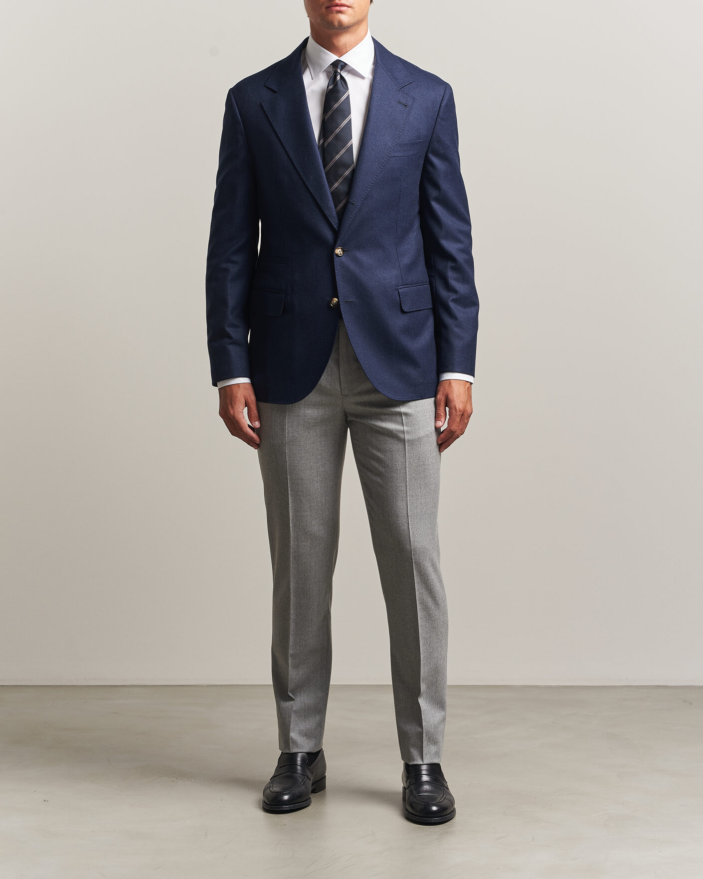 Brunello Cucinelli Wool Flannel Blazzer Navy at CareOfCarl.com