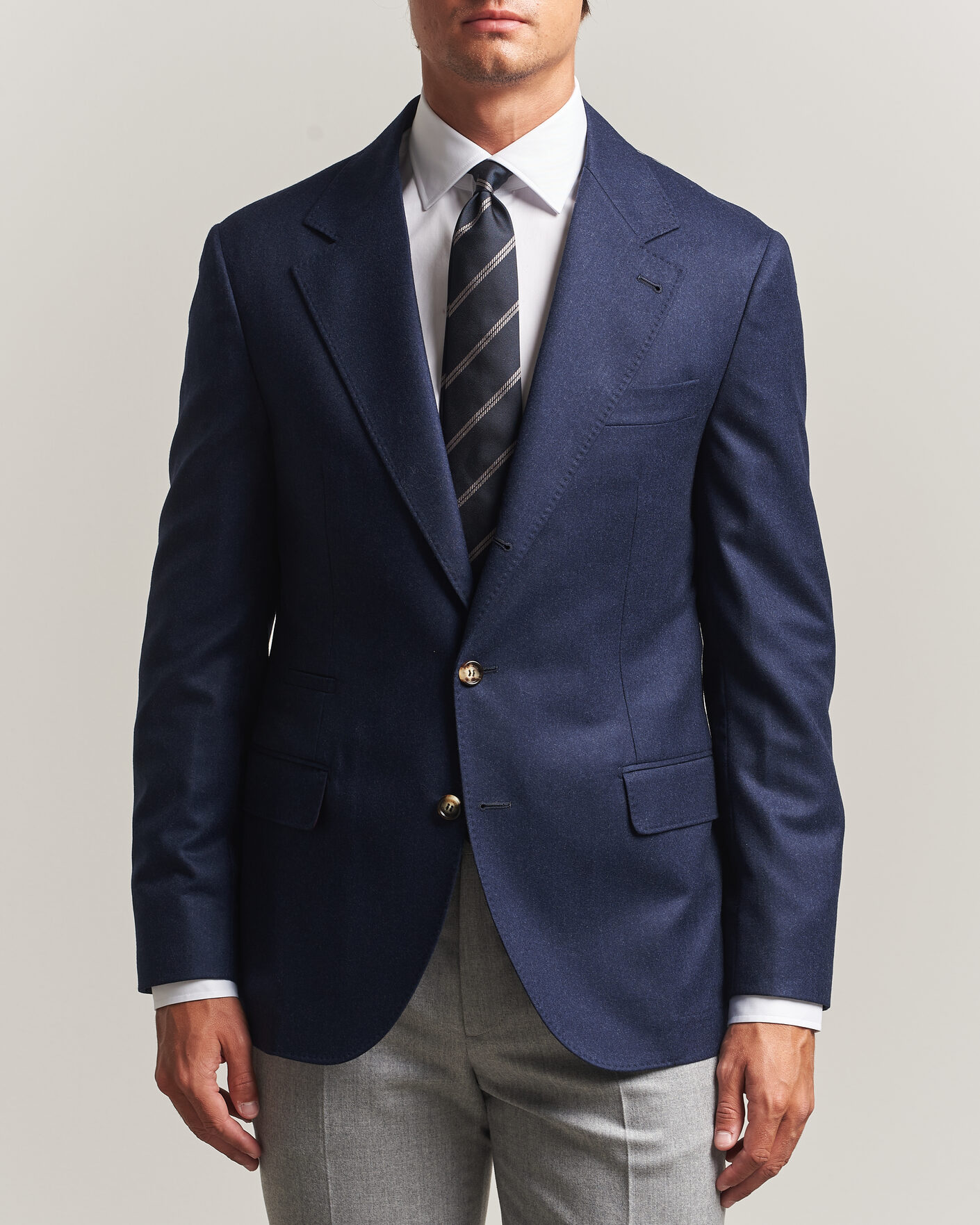 Brunello Cucinelli Wool Flannel Blazzer Navy at CareOfCarl.com