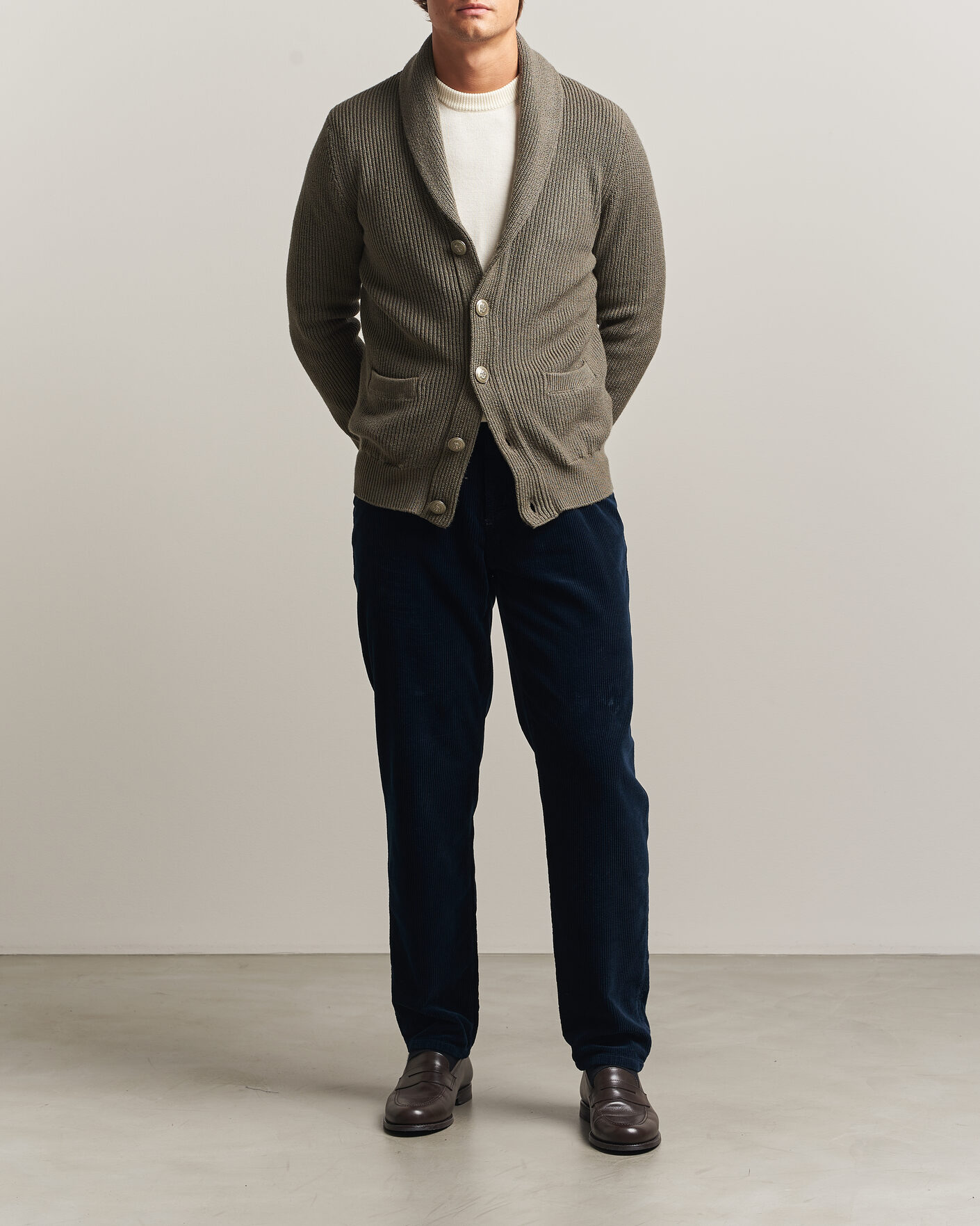 Men | Trousers | Brunello Cucinelli | Leisure Fit Corduroy 5-Pocket Pants Navy