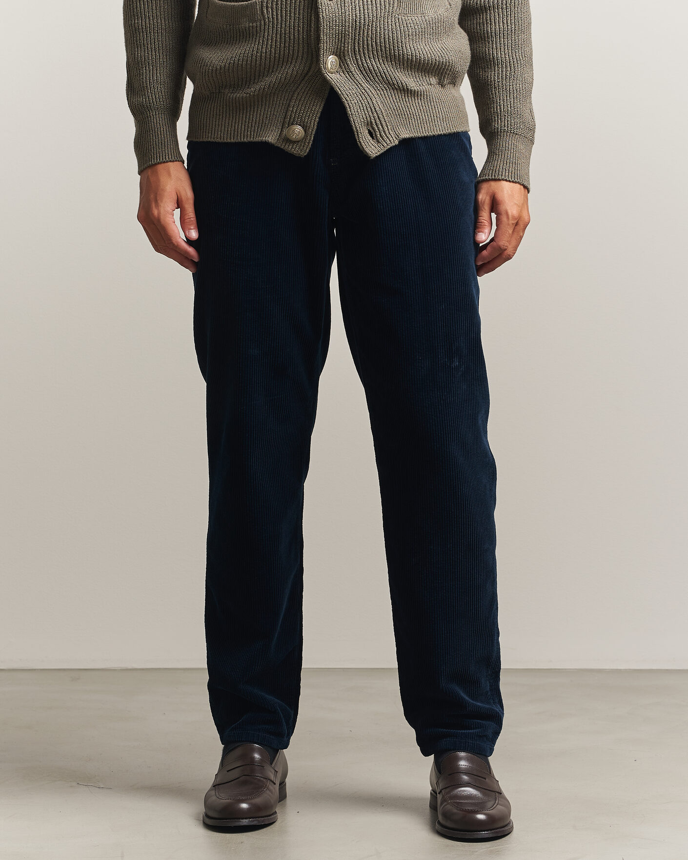 Men | Trousers | Brunello Cucinelli | Leisure Fit Corduroy 5-Pocket Pants Navy