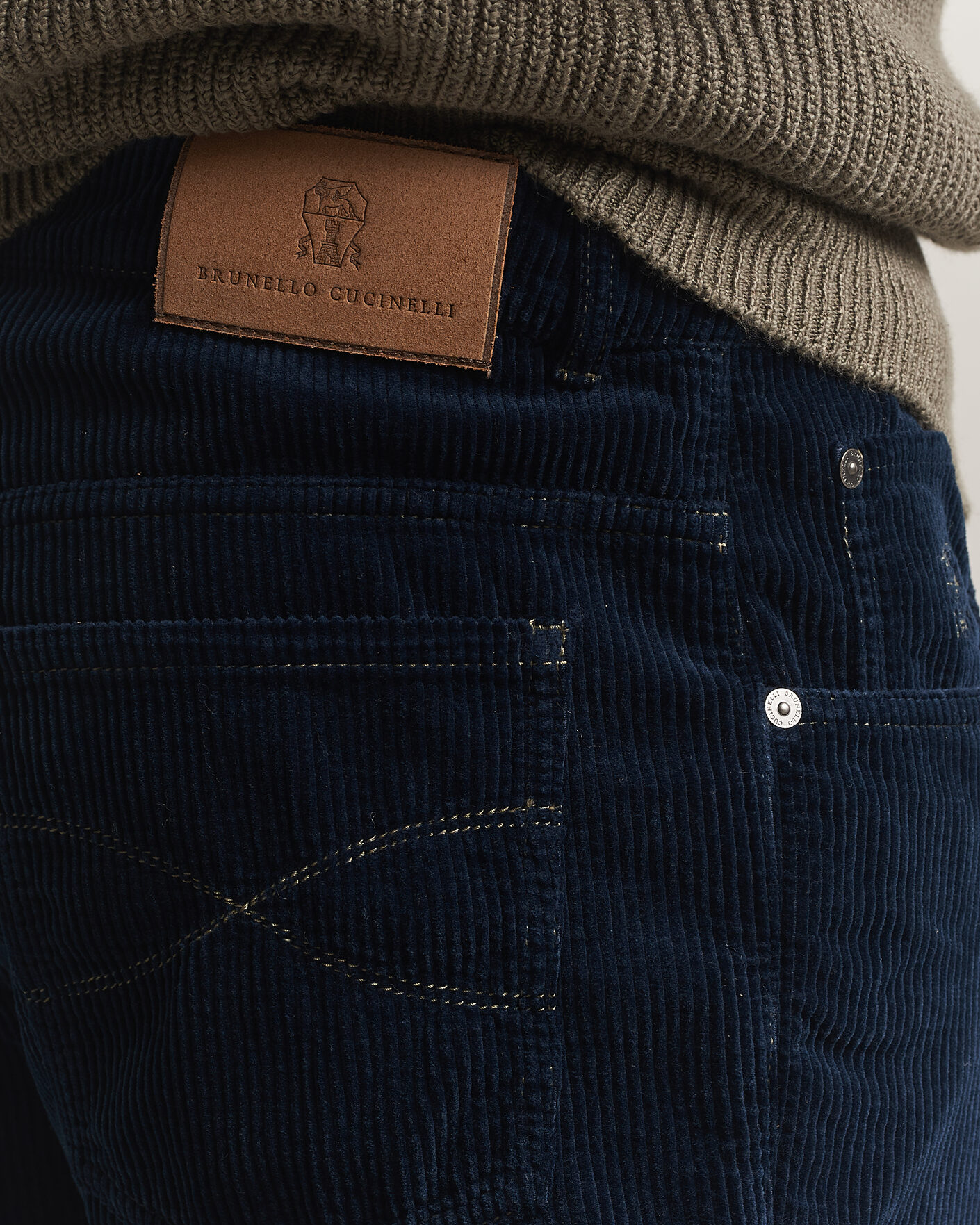 Men | Trousers | Brunello Cucinelli | Leisure Fit Corduroy 5-Pocket Pants Navy