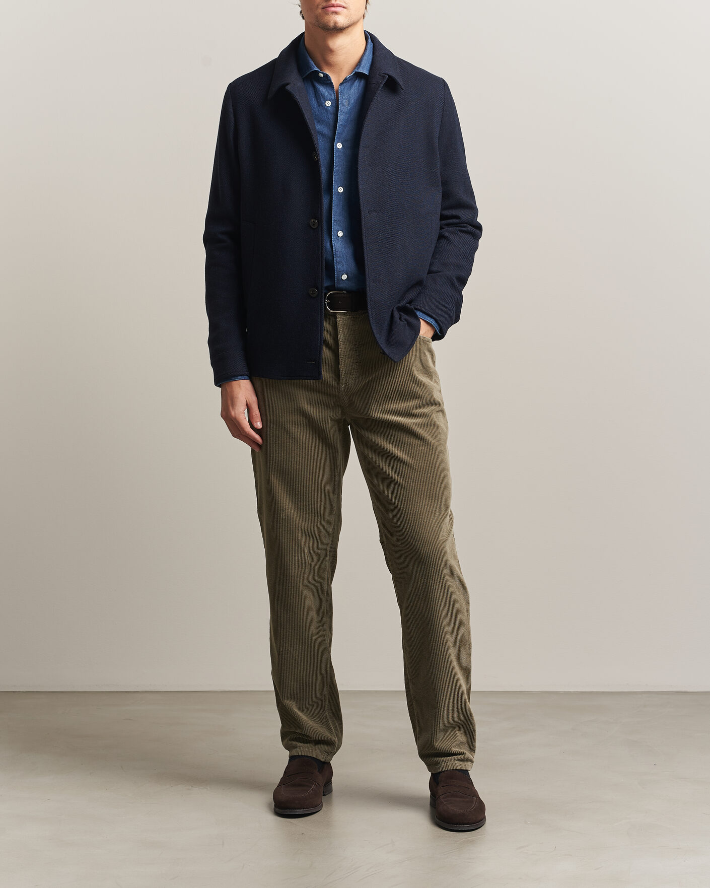 Men | Trousers | Brunello Cucinelli | Leisure Fit Corduroy 5-Pocket Pants Olive