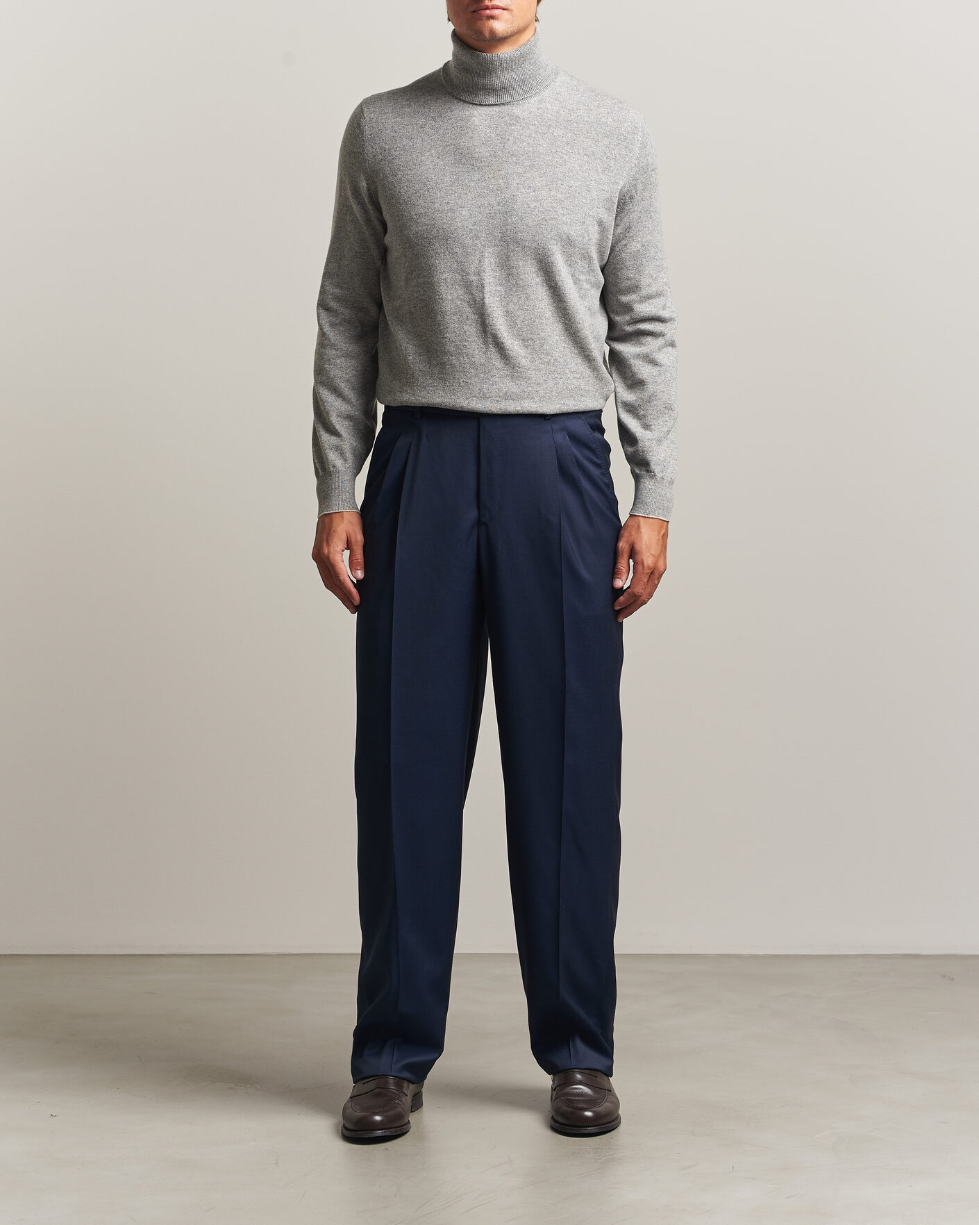Men | Sweaters & Knitwear | Brunello Cucinelli | 2 Ply Cashmere Rollneck Grey Melange