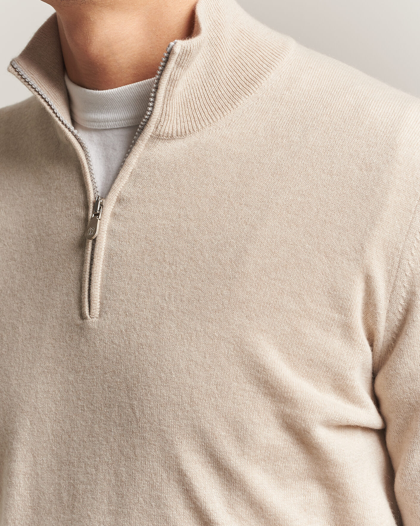 Men | Sweaters & Knitwear | Brunello Cucinelli | 2 Ply Cashmere Half Zip Sand