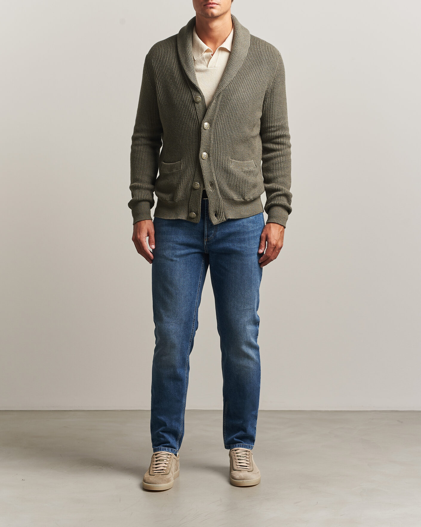 Men | Sweaters & Knitwear | Brunello Cucinelli | Shawl Collar Cardigan Forest Green