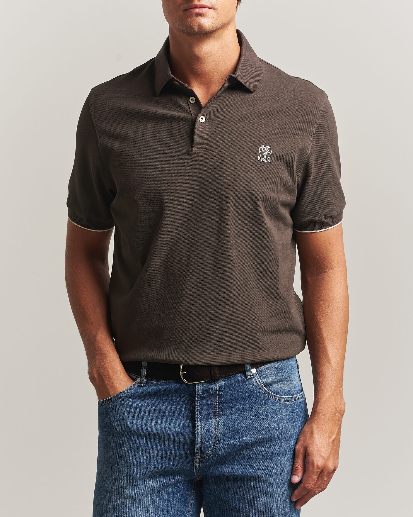 Auralee Wool Rib Knit Skipper Polo Ecru at CareOfCarl.com