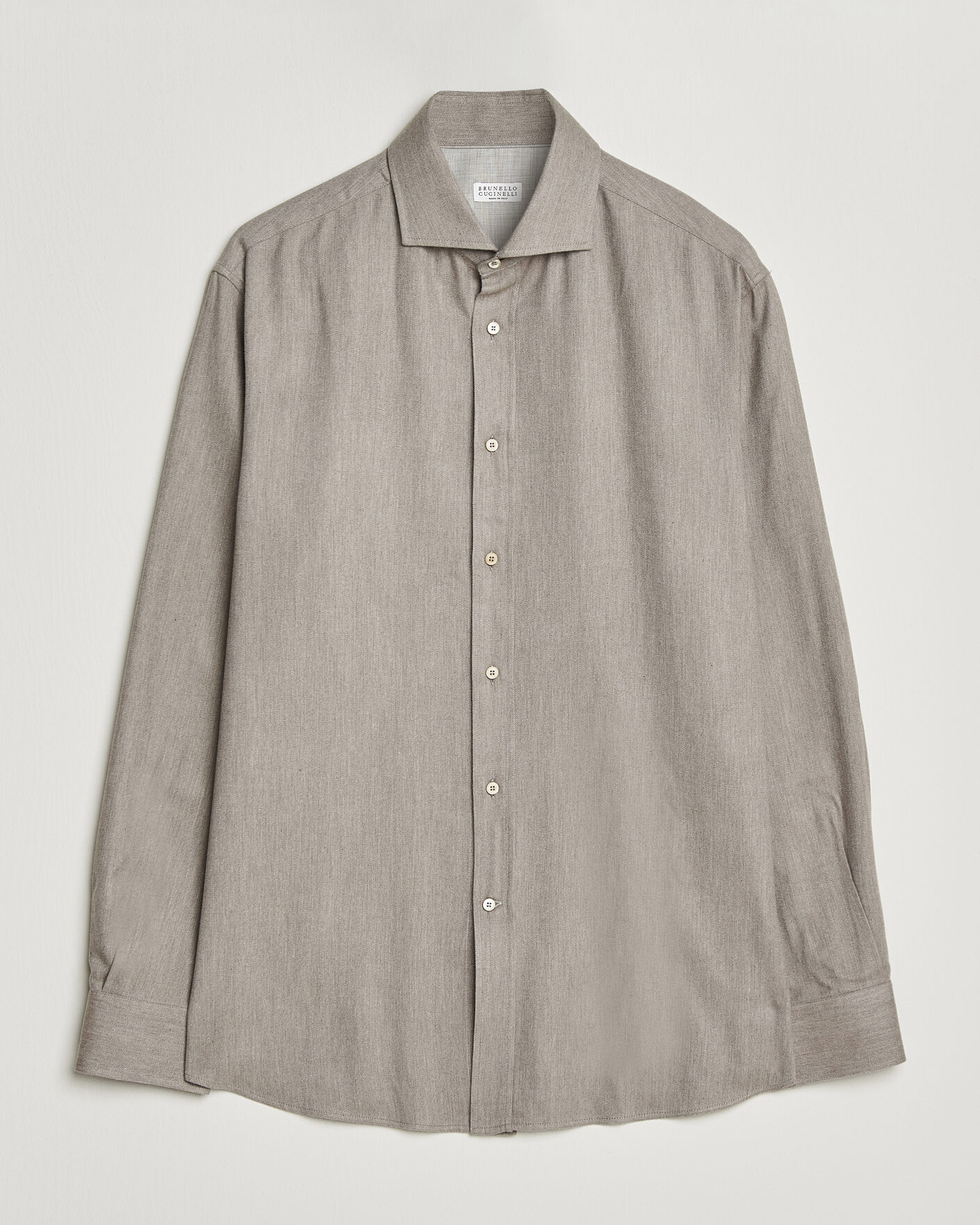 Men | Shirts | Brunello Cucinelli | Cotton Flannel Shirt Granite