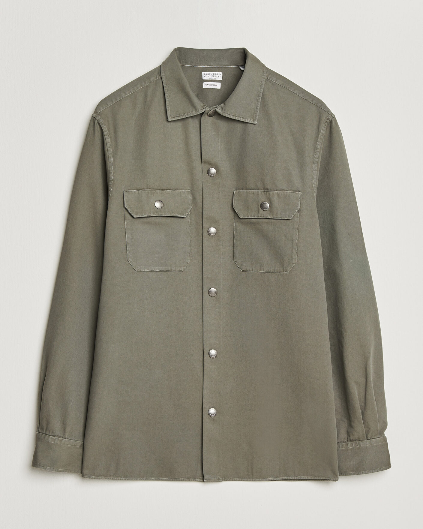 Men | Shirts | Brunello Cucinelli | Twill Cotton Overshirt Olive