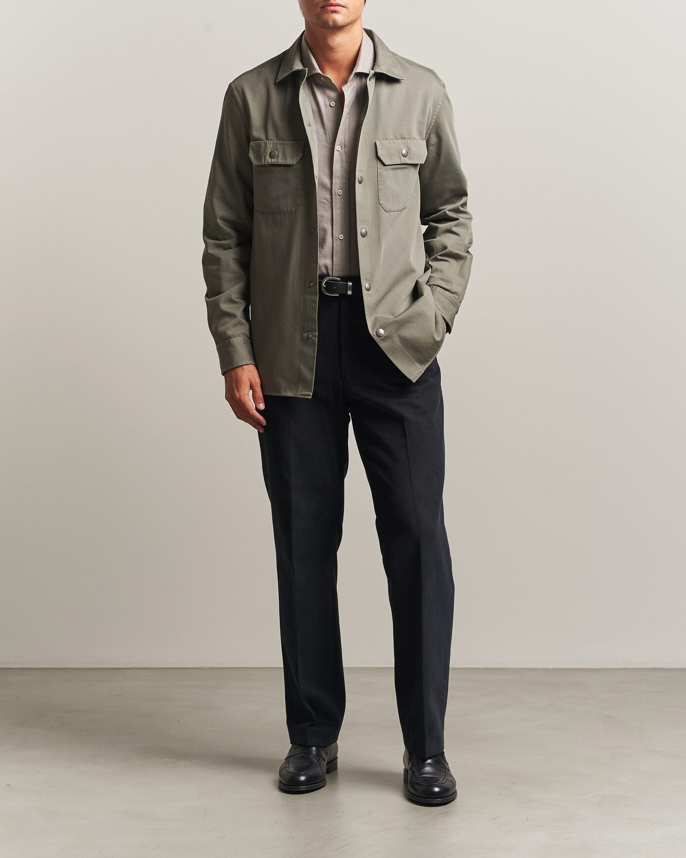 Men | Shirts | Brunello Cucinelli | Twill Cotton Overshirt Olive