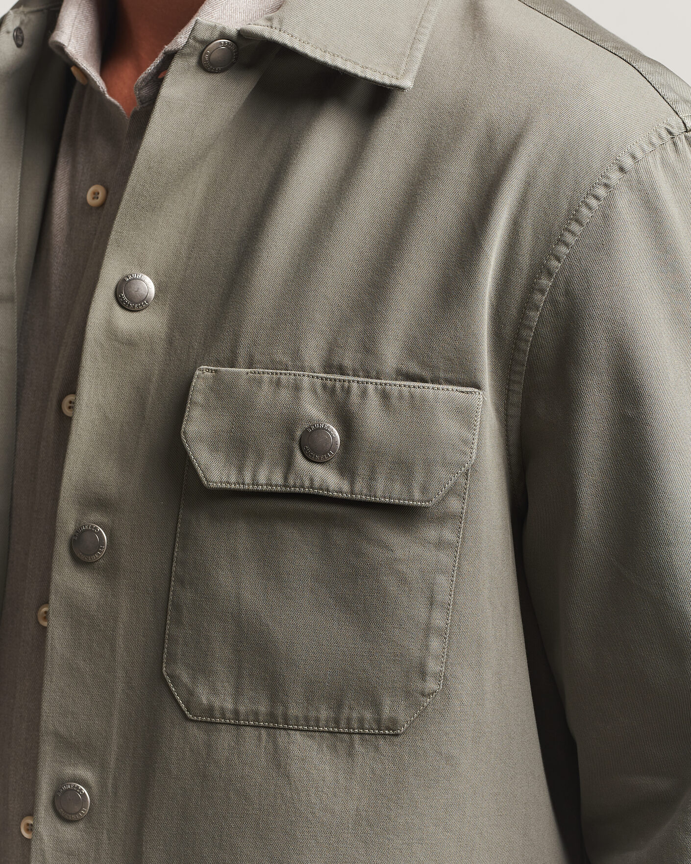 Men | Shirts | Brunello Cucinelli | Twill Cotton Overshirt Olive