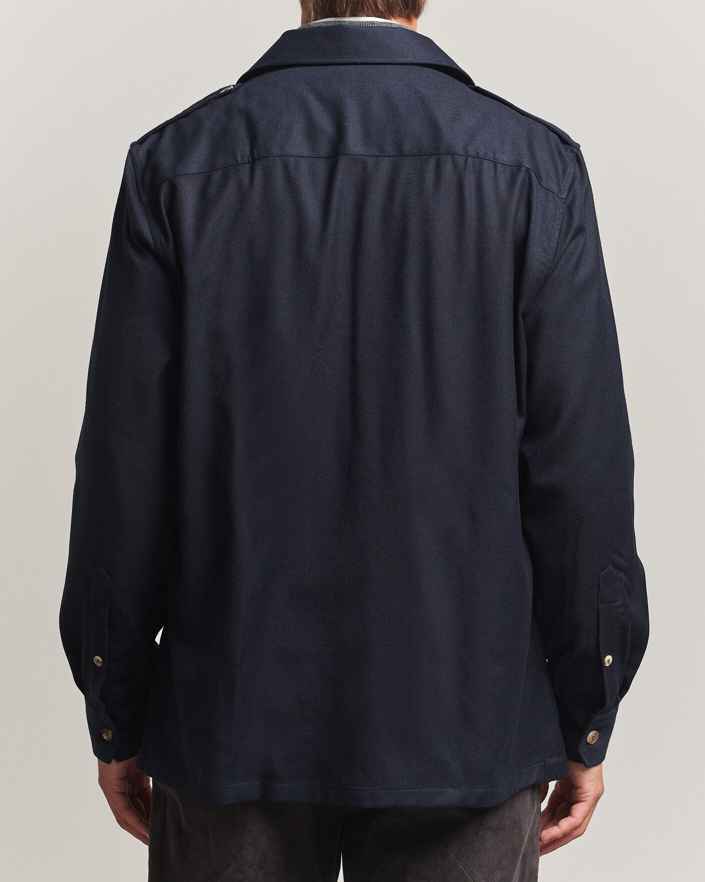 Men | Shirts | Brunello Cucinelli | Flannel Double Pocket Overshirt Navy