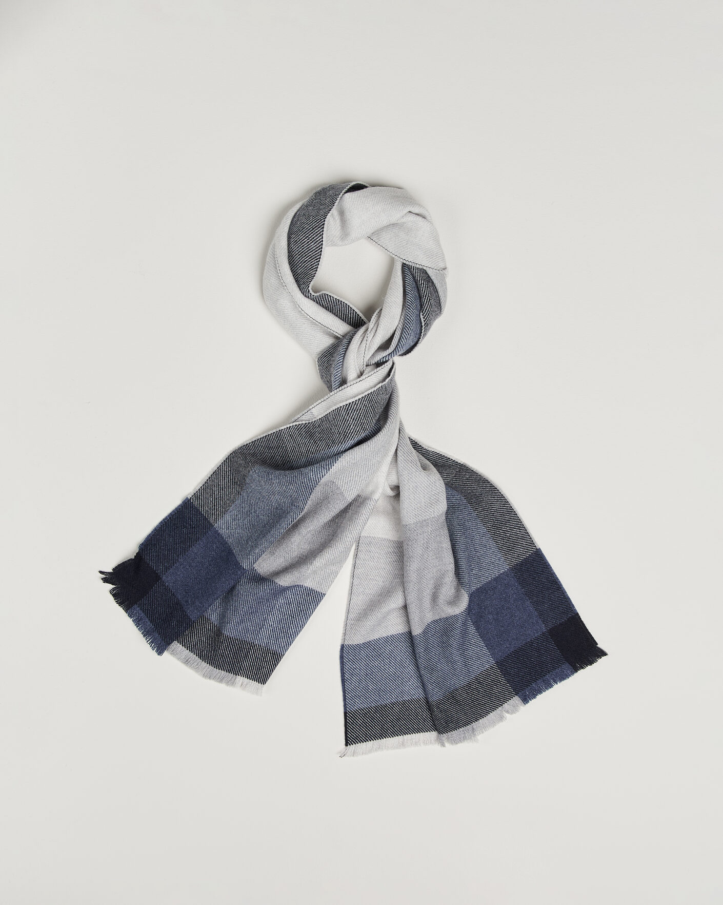 Brunello Cucinelli Wool/Cashmere Check Scarf Grey/Navy at
