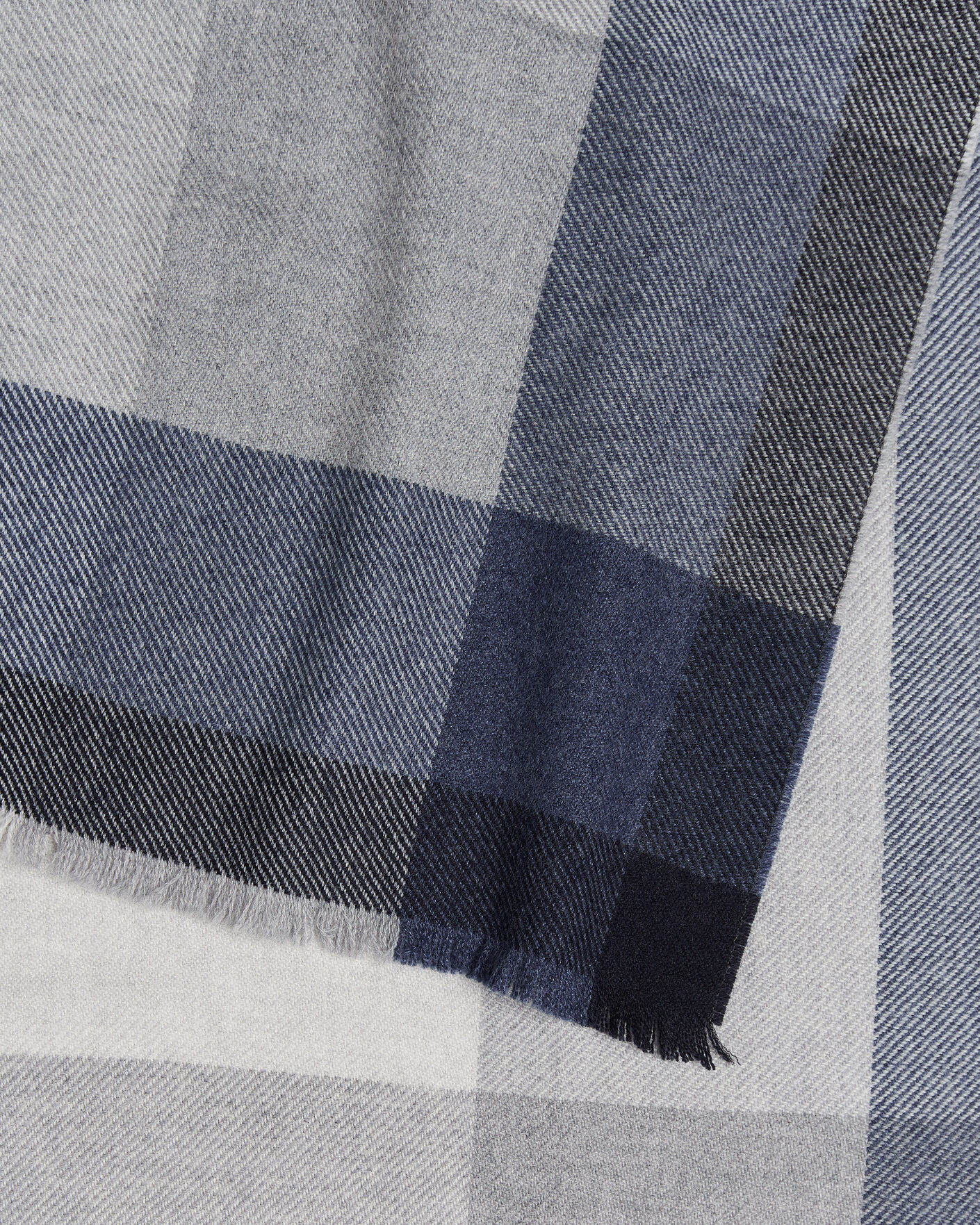 Brunello Cucinelli Wool/Cashmere Check Scarf Grey/Navy at