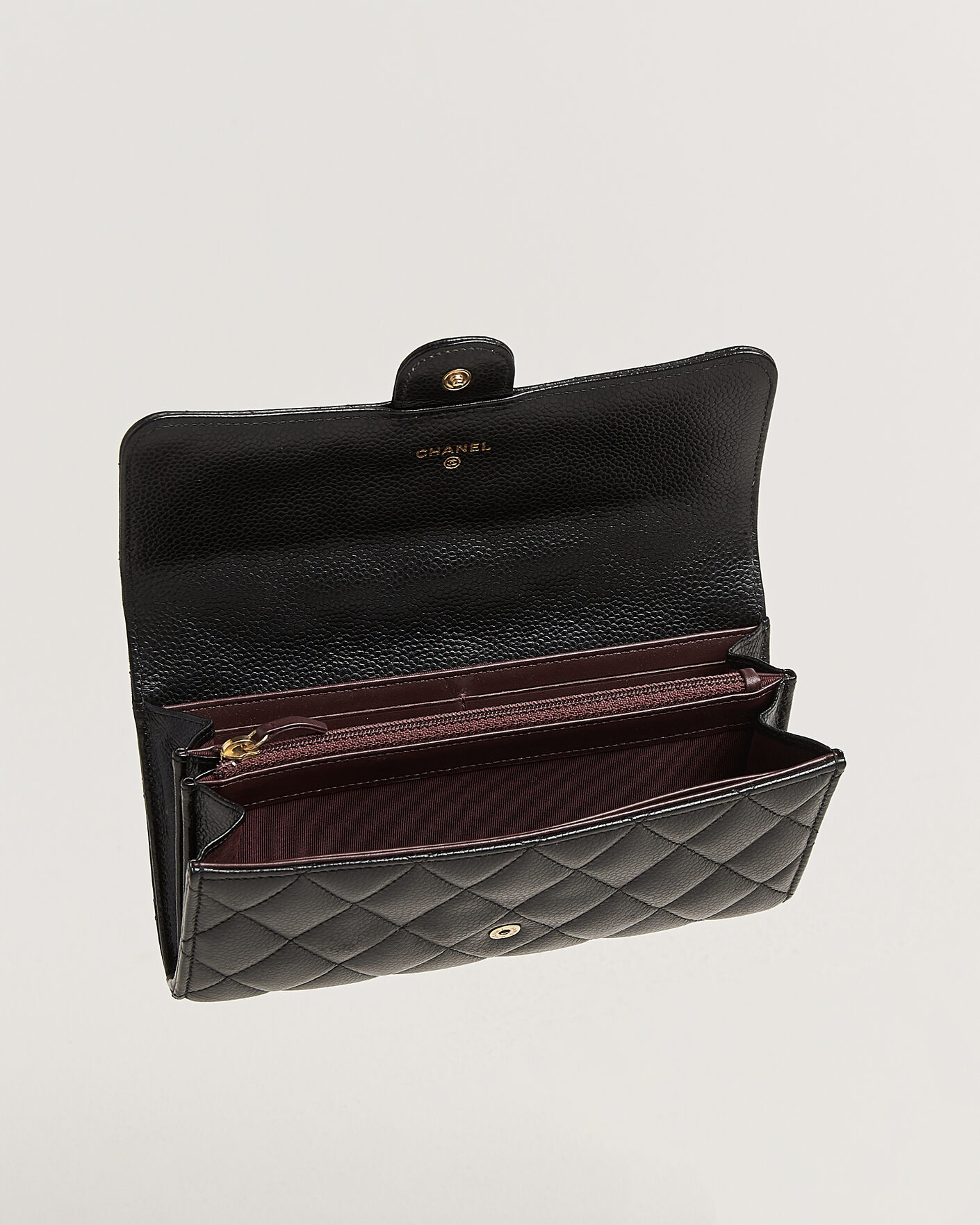 Men | Pre-Owned & Vintage Bags | Chanel Pre-Owned | Classic Long Flap Wallet Caviar Leather Black