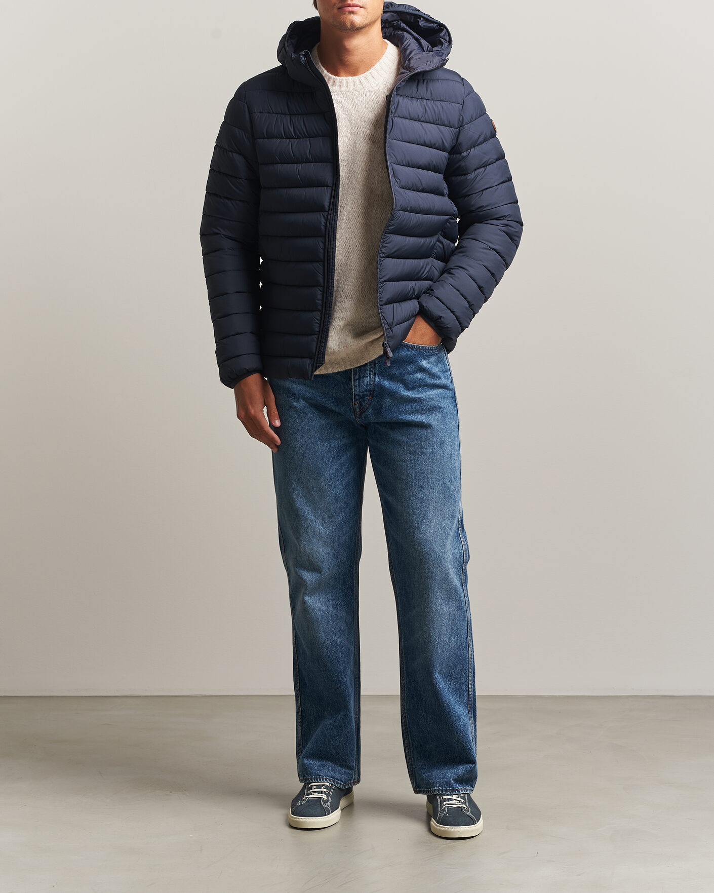 Men | Coats & Jackets | Save The Duck | Juncus Matt Lightweight Hood Jacket Blue Black