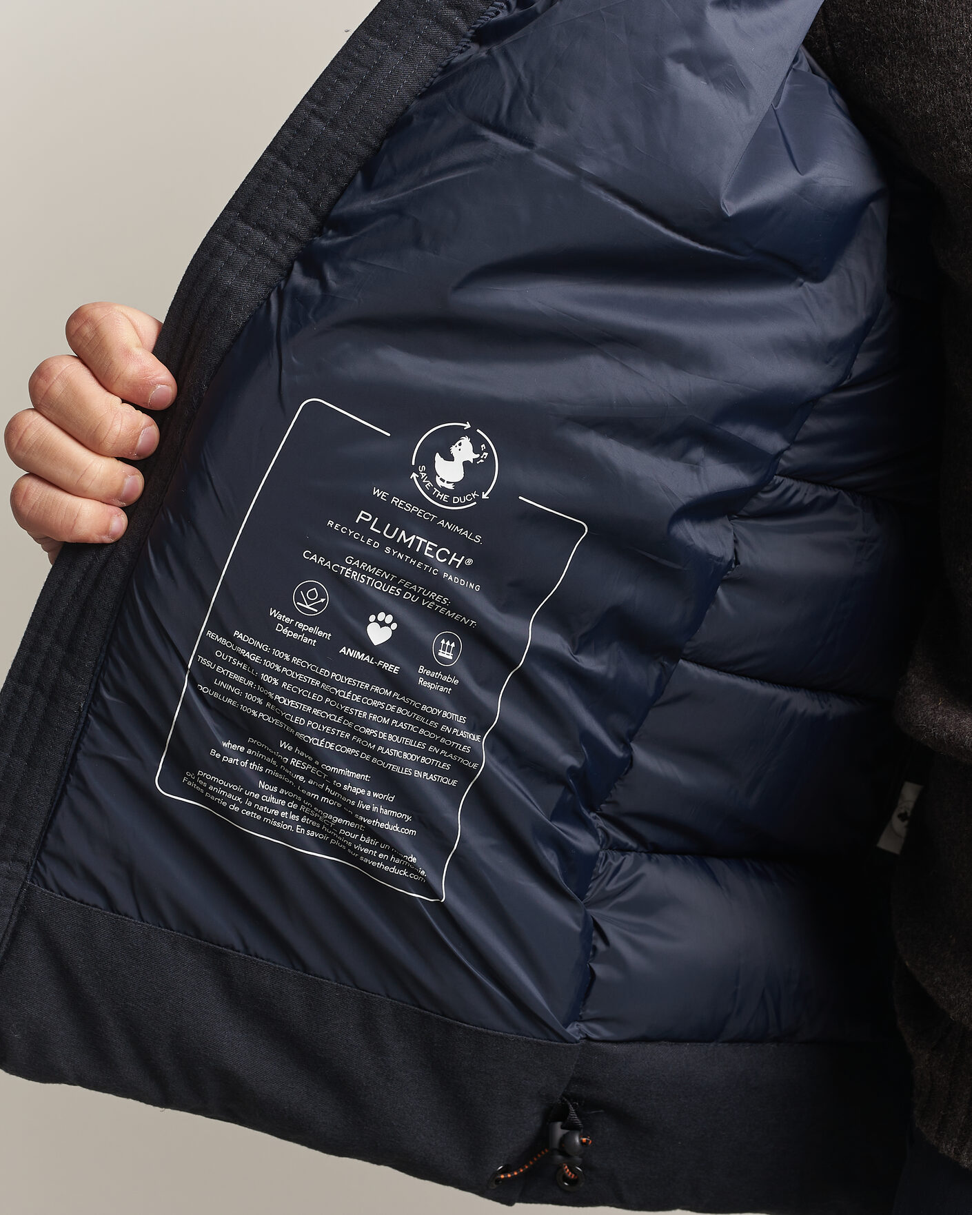 Men | Coats & Jackets | Save The Duck | Constantin Padded Flannel Jacket Navy Blue Melange