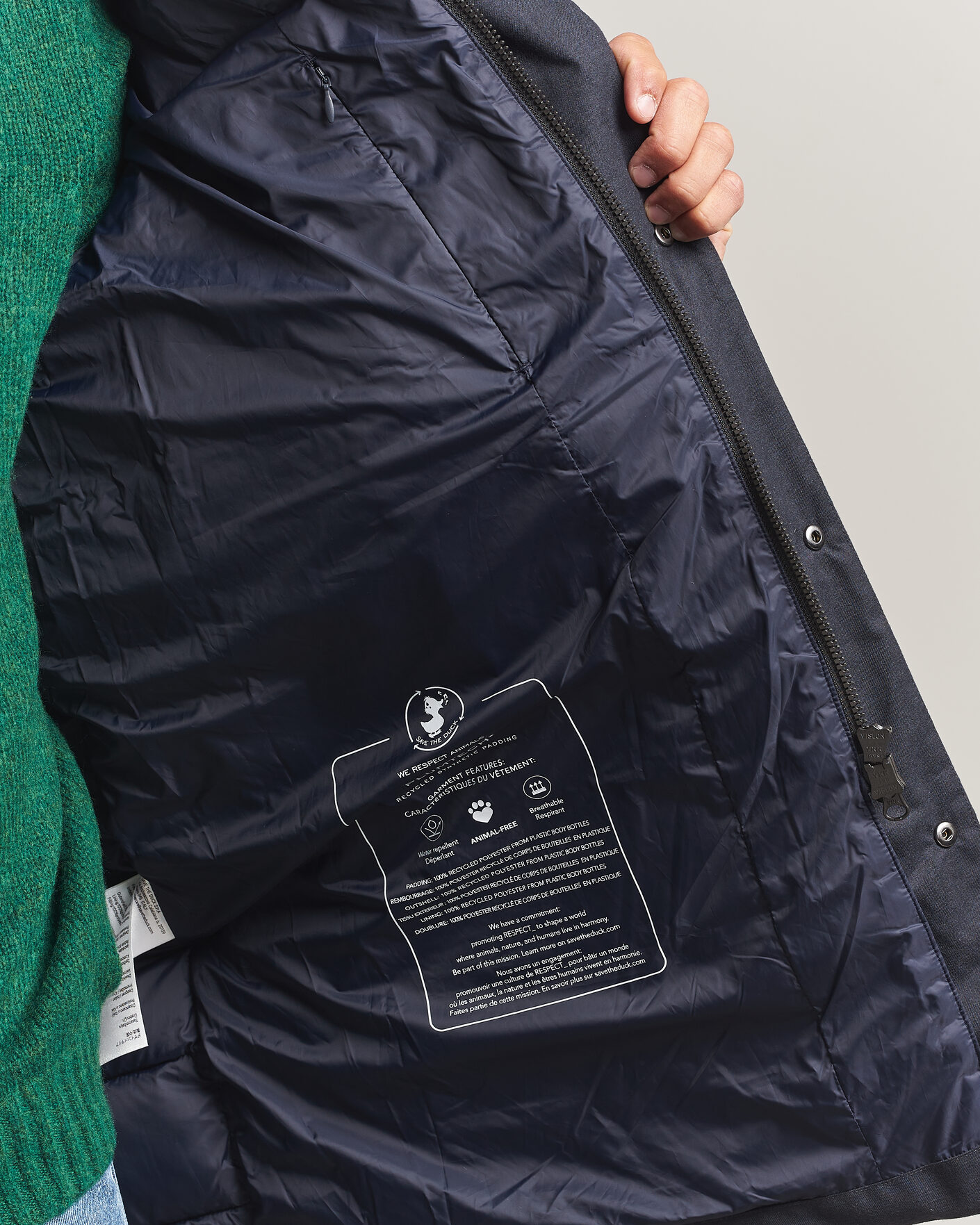 Men | Coats & Jackets | Save The Duck | Byrne Padded Flannel Coat Navy Blue Melange