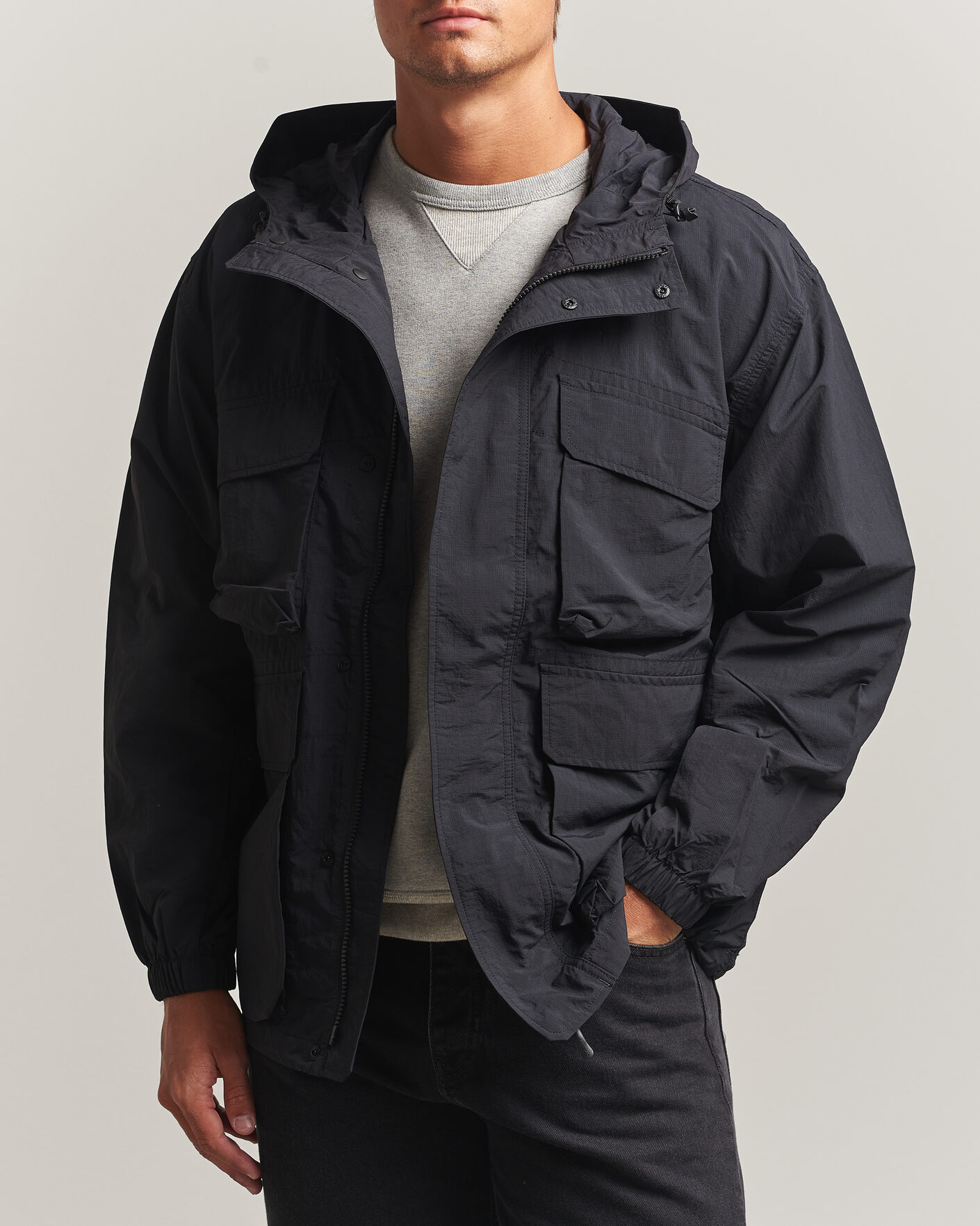 Men | Coats & Jackets | Snow Peak | Nylon Double Rip Jacket Black