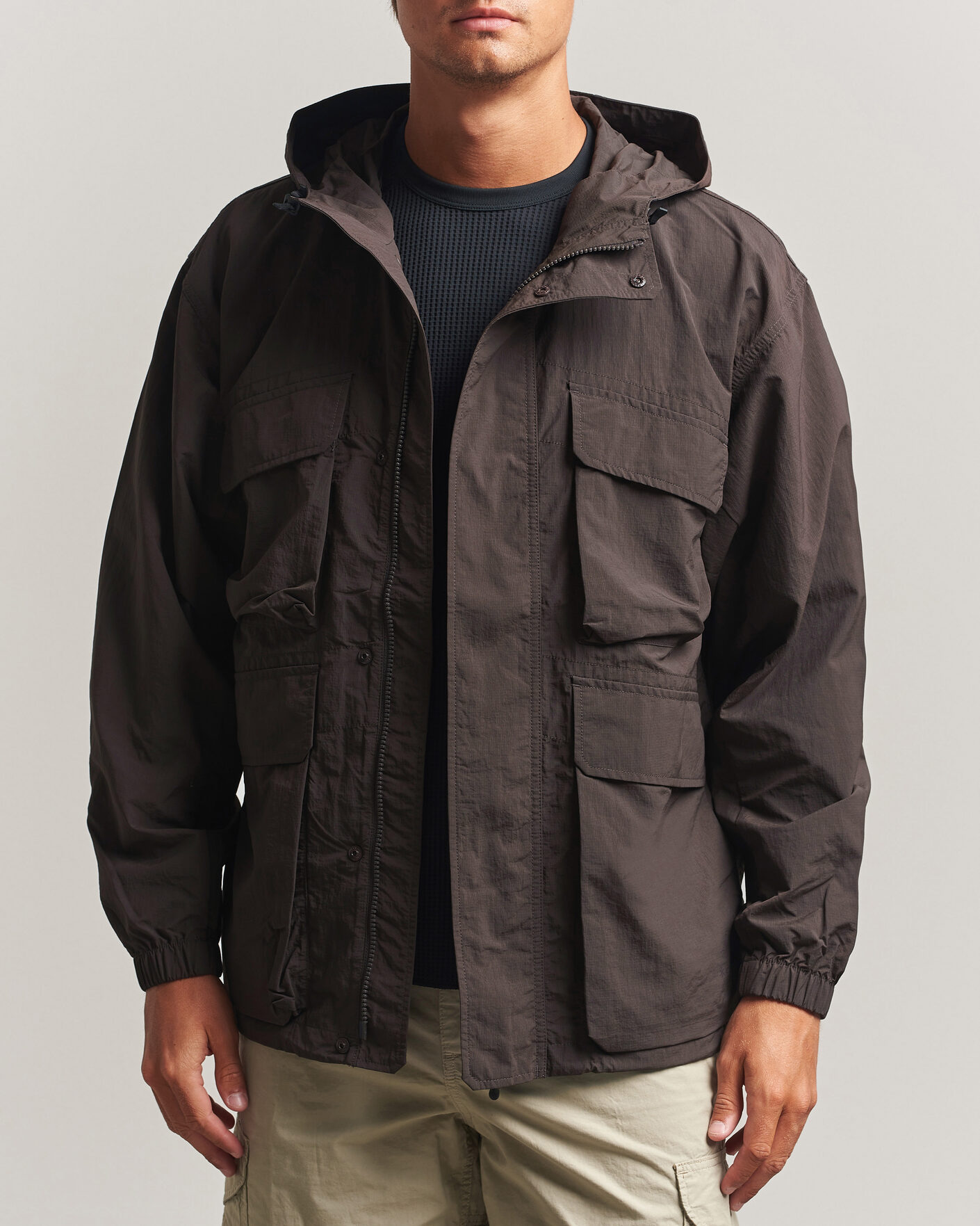 Men | Coats & Jackets | Snow Peak | Nylon Double Rip Jacket Dark Brown