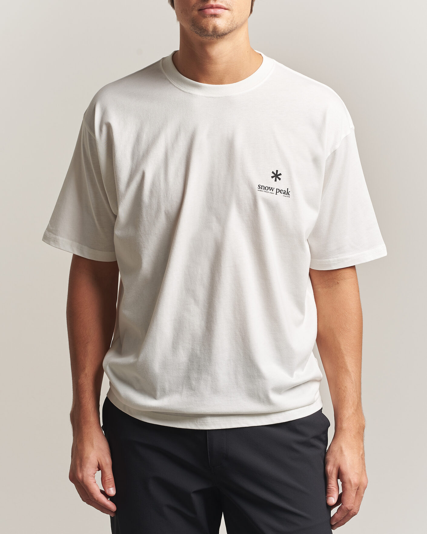 Men | T-Shirts | Snow Peak | Soft Cotton Relaxed Logo T-Shirt Off White