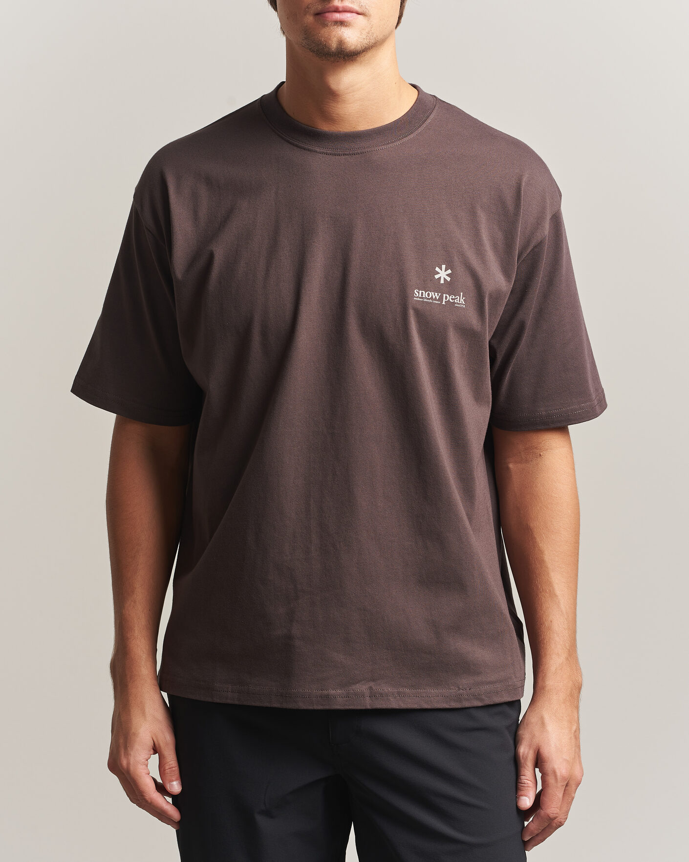 Men | T-Shirts | Snow Peak | Soft Cotton Relaxed Logo T-Shirt Brown