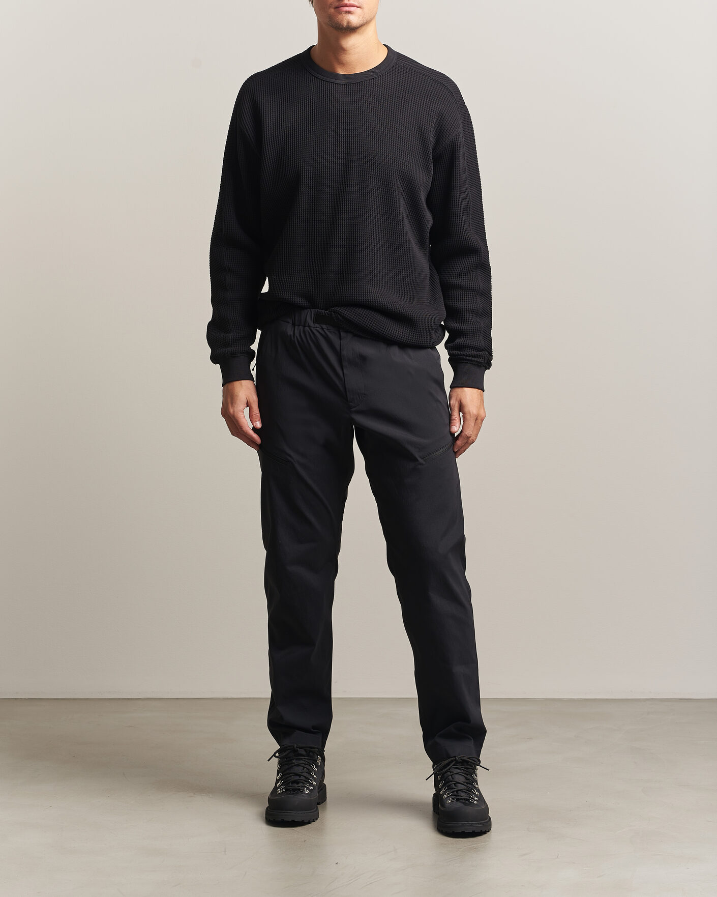 Men | Sweaters & Knitwear | Snow Peak | Heavyweight Waffle Pullover Black